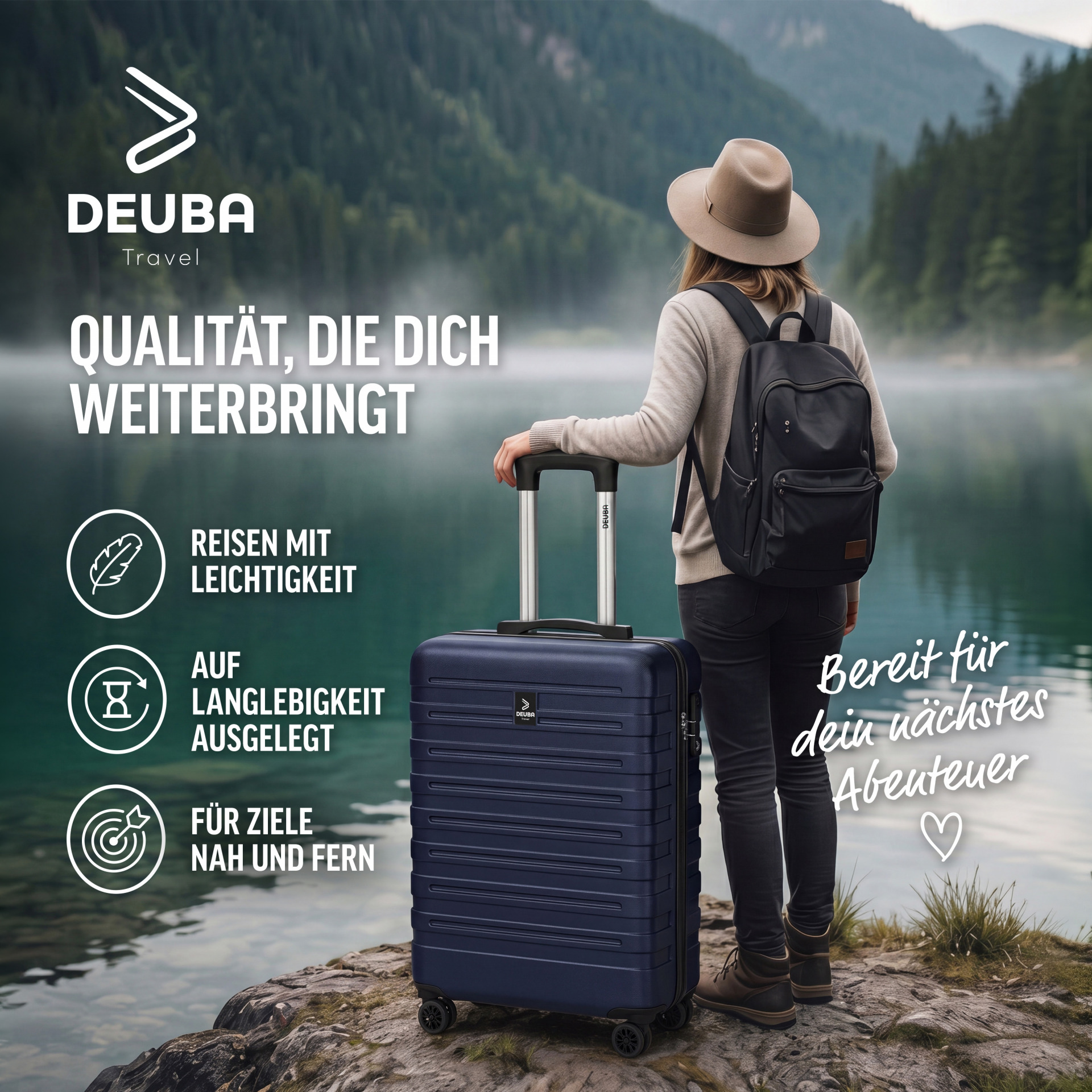 Hartschalenkoffer New York Set 3-tlg Dunkelblau Rollen 360º ABS