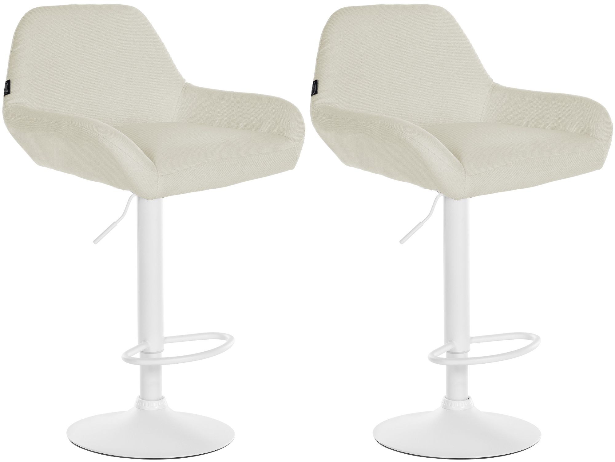 2er Set Barhocker Braga Stoff weiß, creme