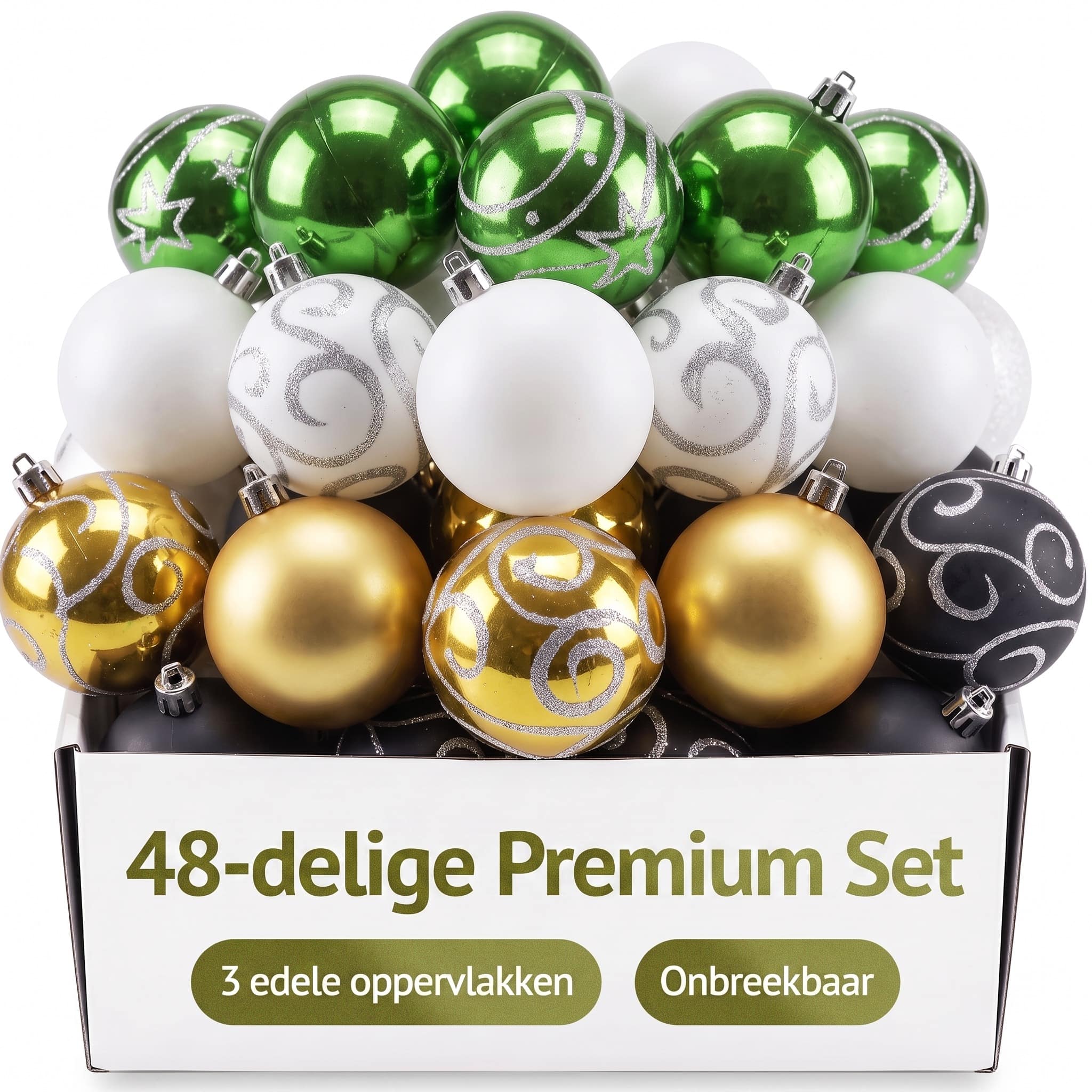 Weihnachtskugeln Bunt 48 tlg in matt glänzend + glitzernd