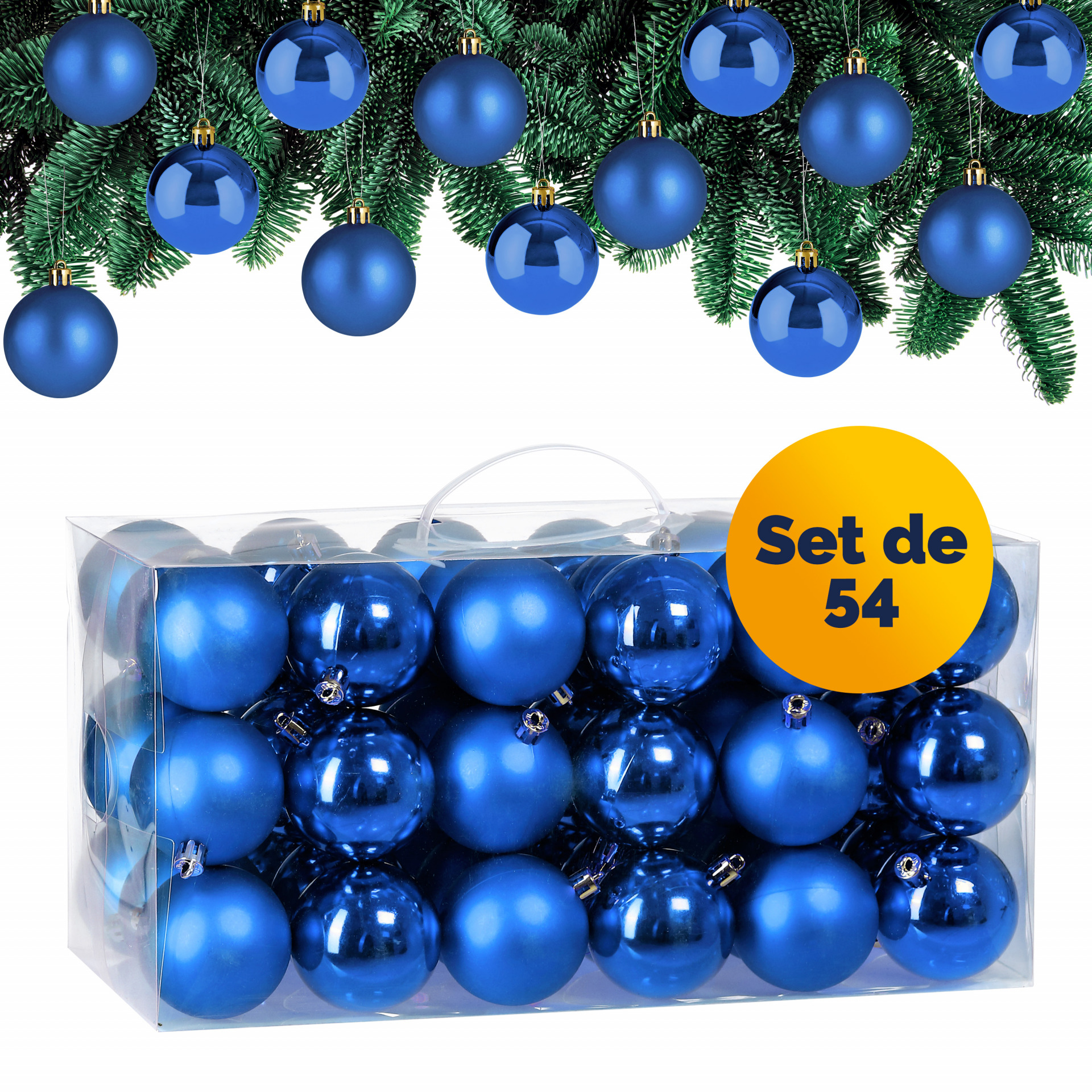Weihnachtskugeln Blau 54-tlg in matt + glänzend
