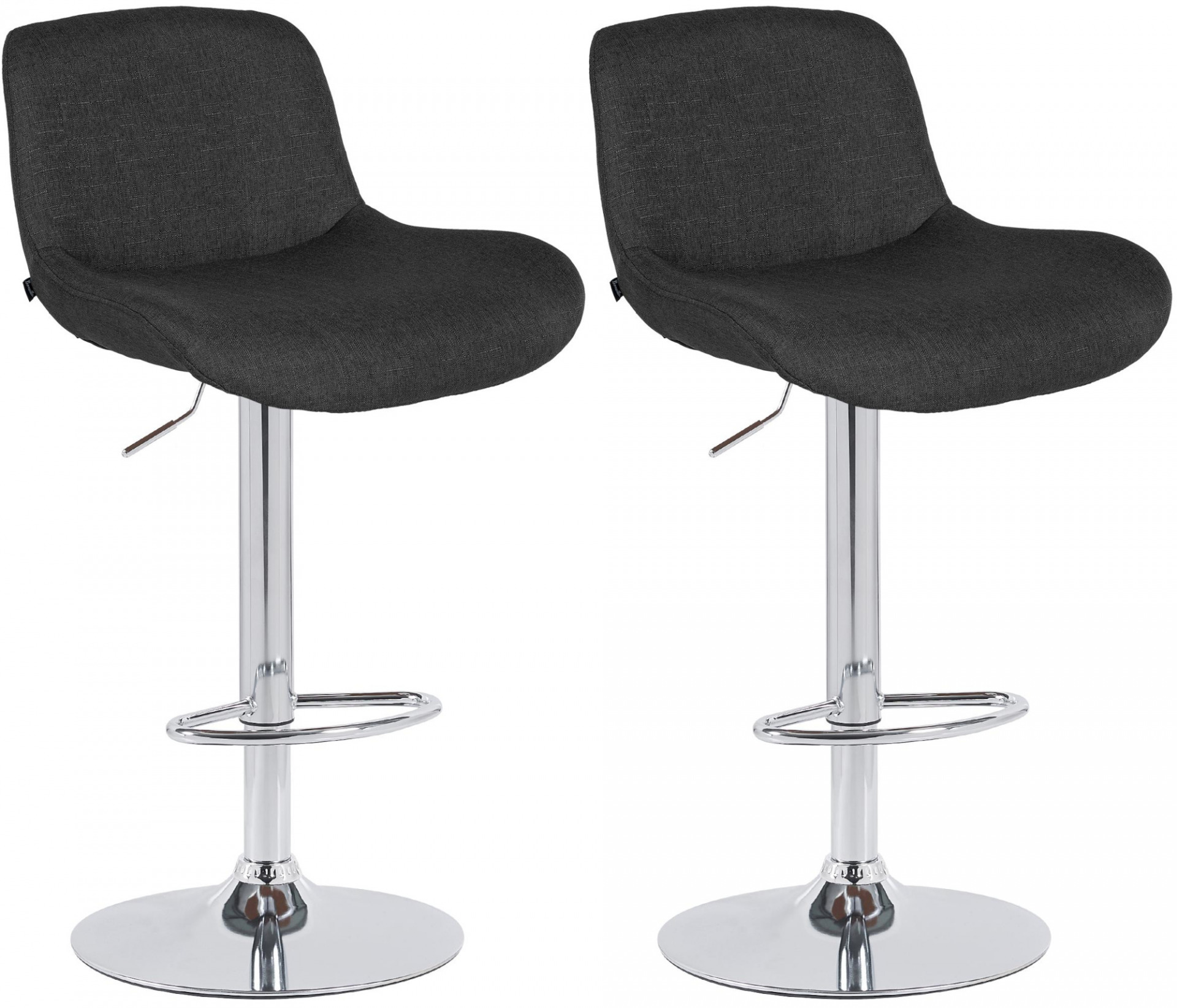 2er Set Barhocker Solon Chrom Stoff, schwarz