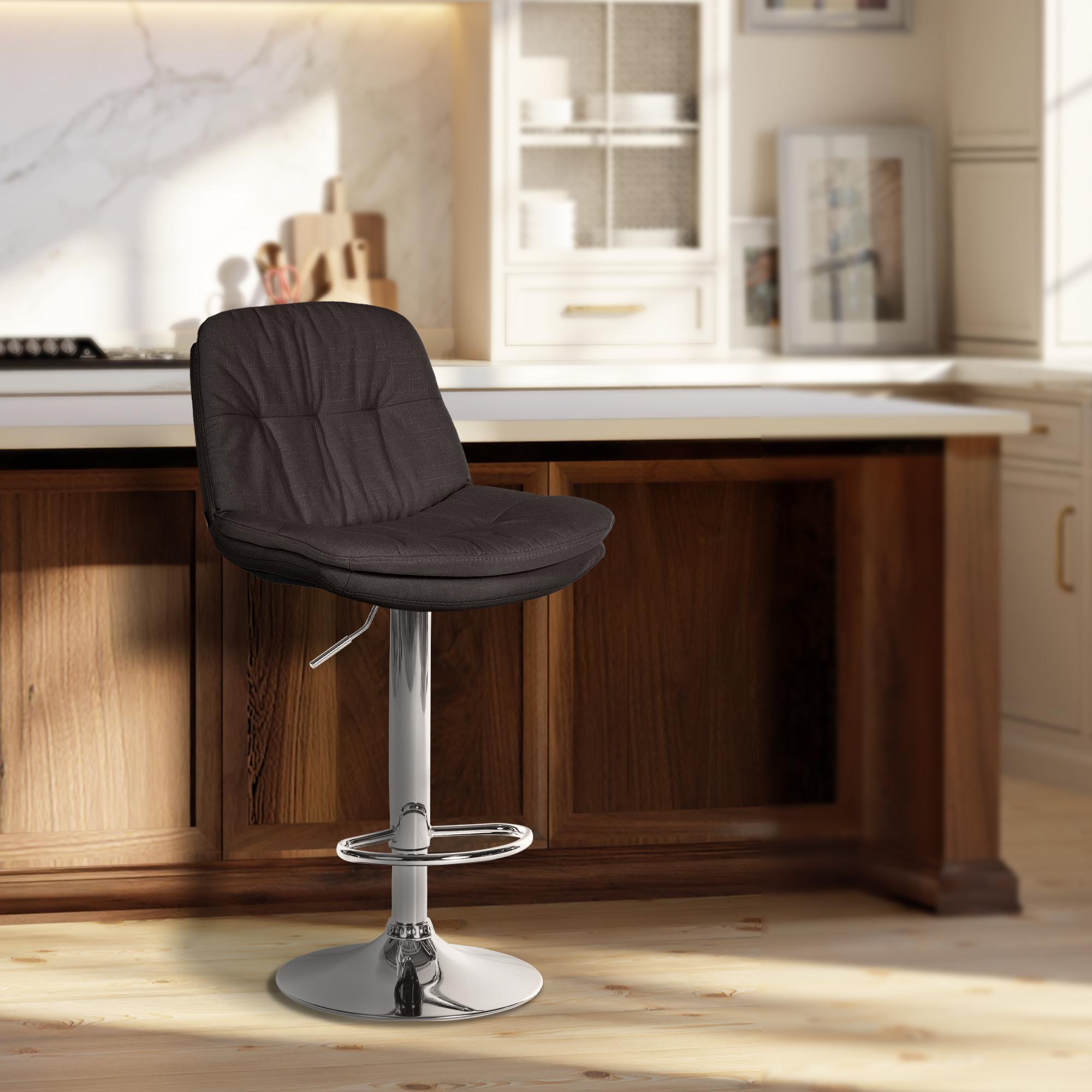 Barhocker Laurel Stoff chrom, dunkelgrau