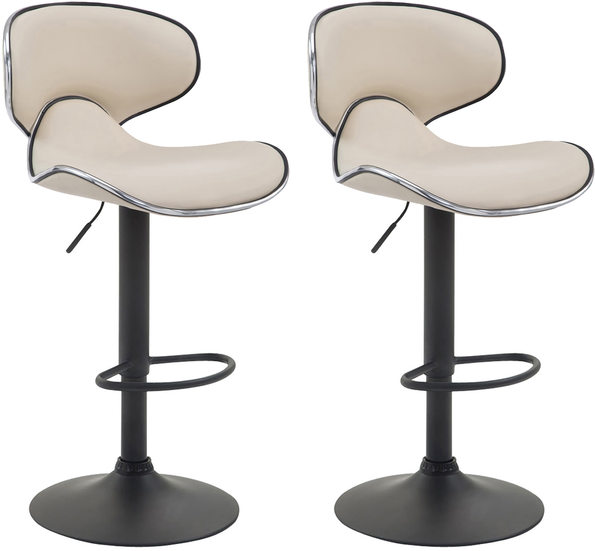 2er Set Barhocker Las Vegas V2 Kunstleder schwarz, creme