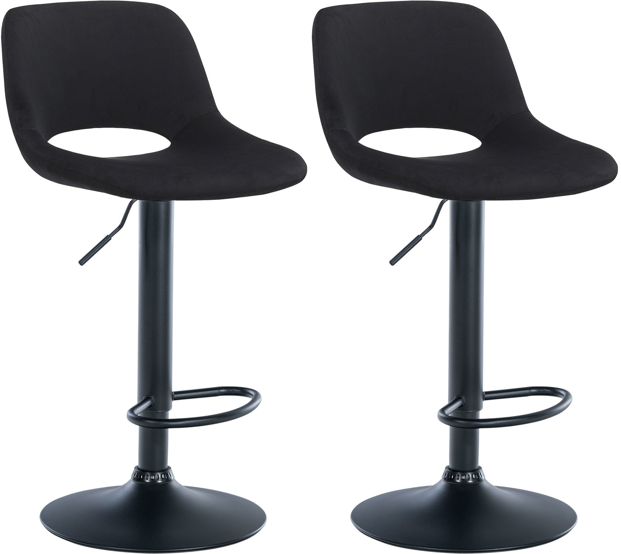 2er Set Barhocker Camden Samt schwarz, schwarz