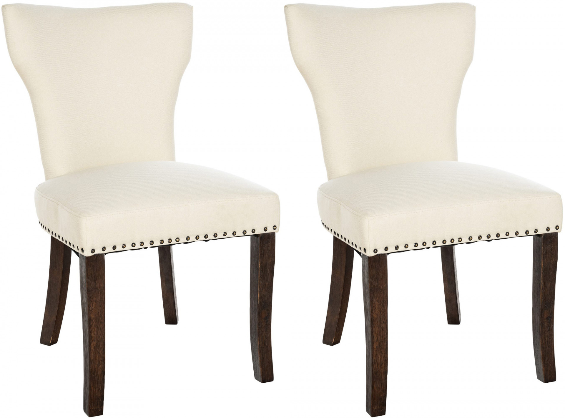2er Set Esszimmerstuhl Zadar Stoff antik-dunkel, creme