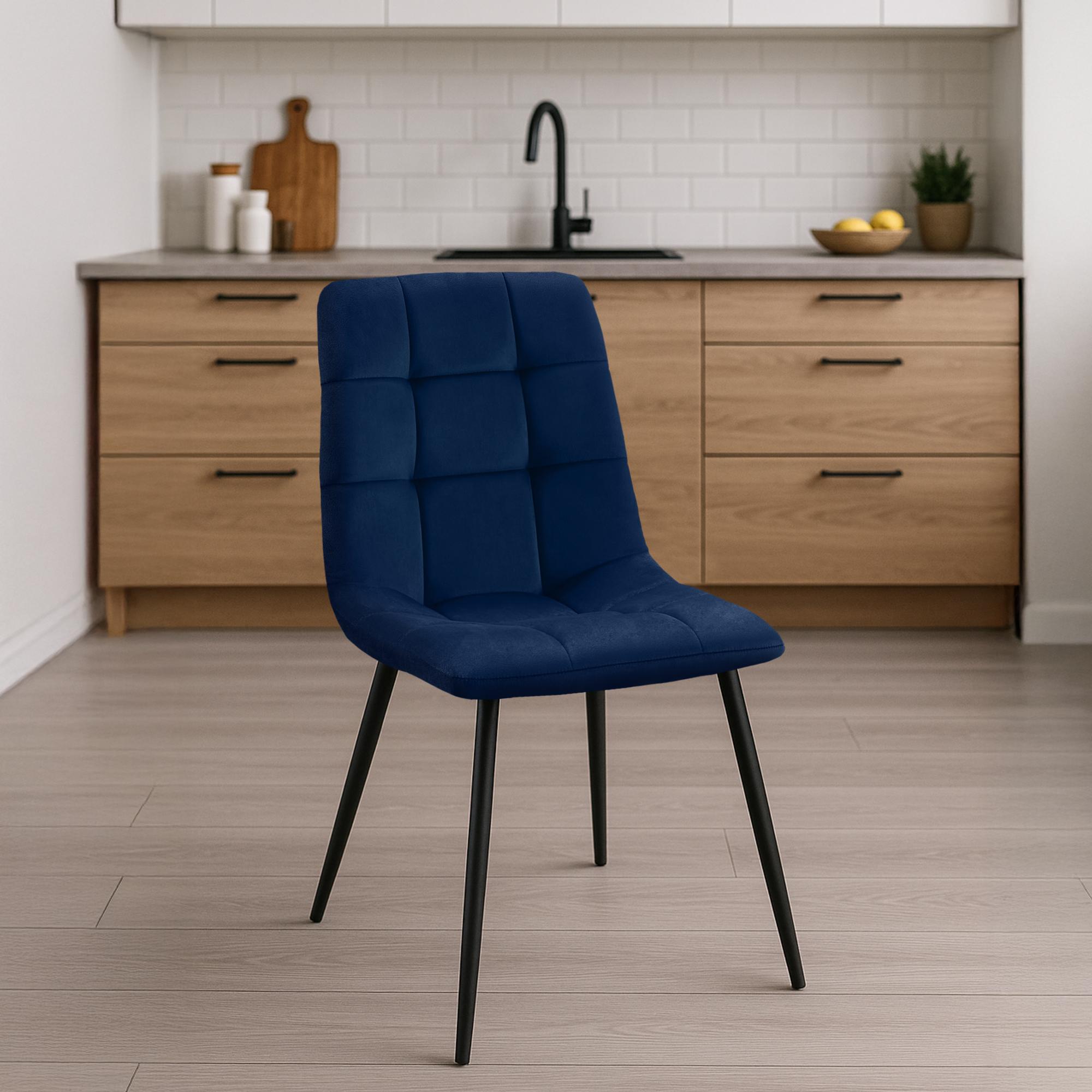 2er Set Esszimmerstuhl Tilde Samt, blau