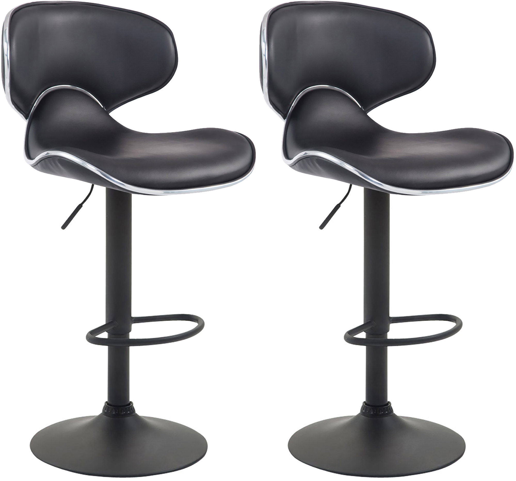 2er Set Barhocker Las Vegas V2 Kunstleder schwarz, schwarz