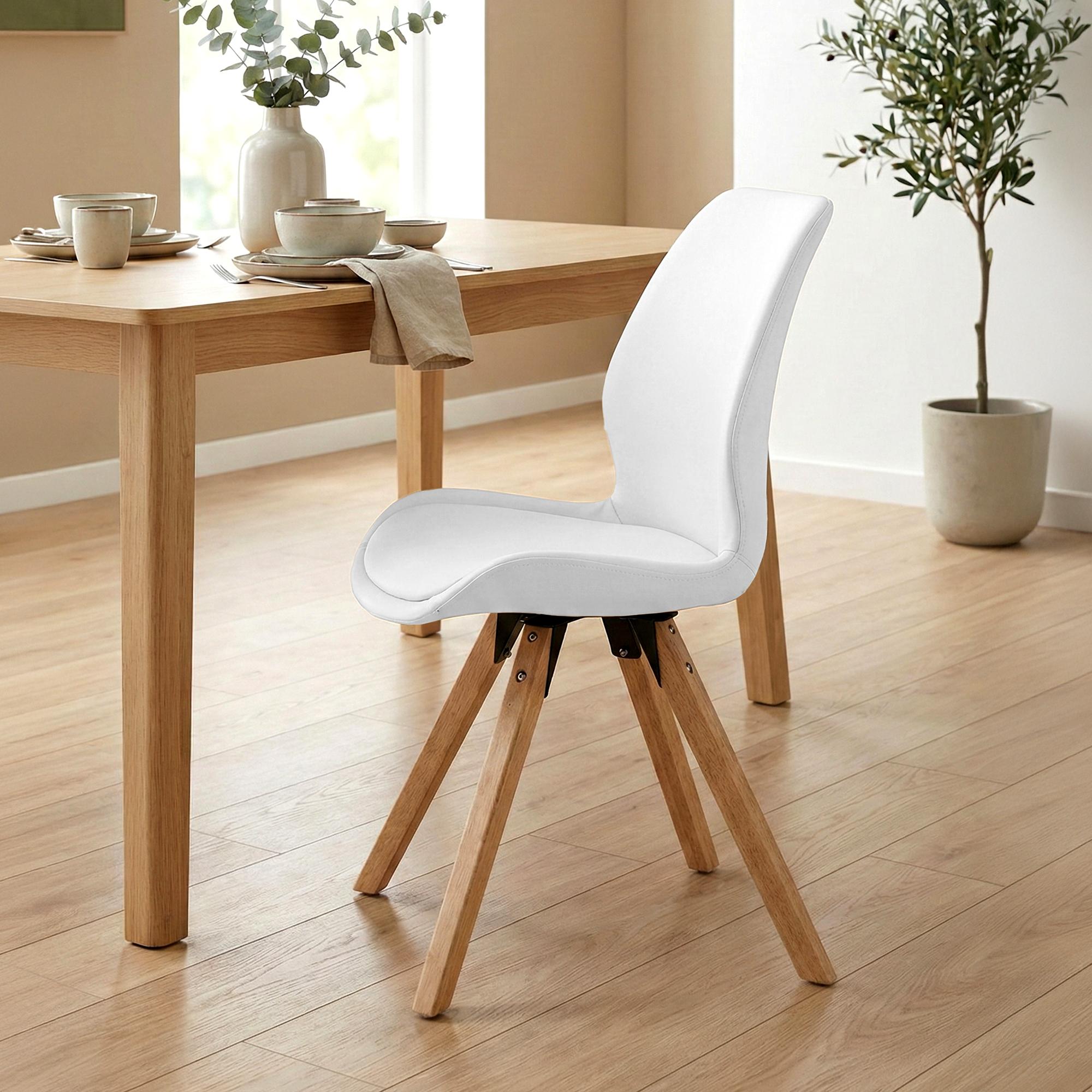 2er Set Stuhl Luna Kunstleder, weiß