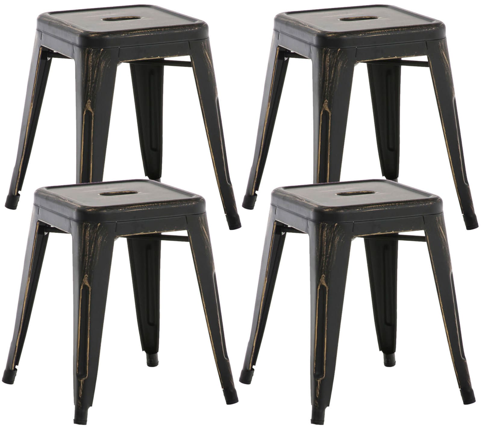 4er Set Hocker Armin, schwarz-gold