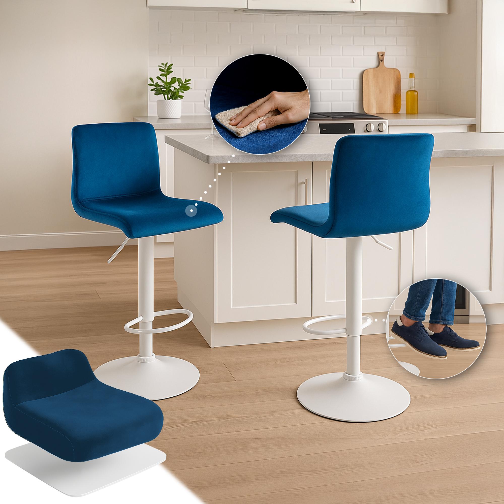 Barhocker Hoover Samt W, blau