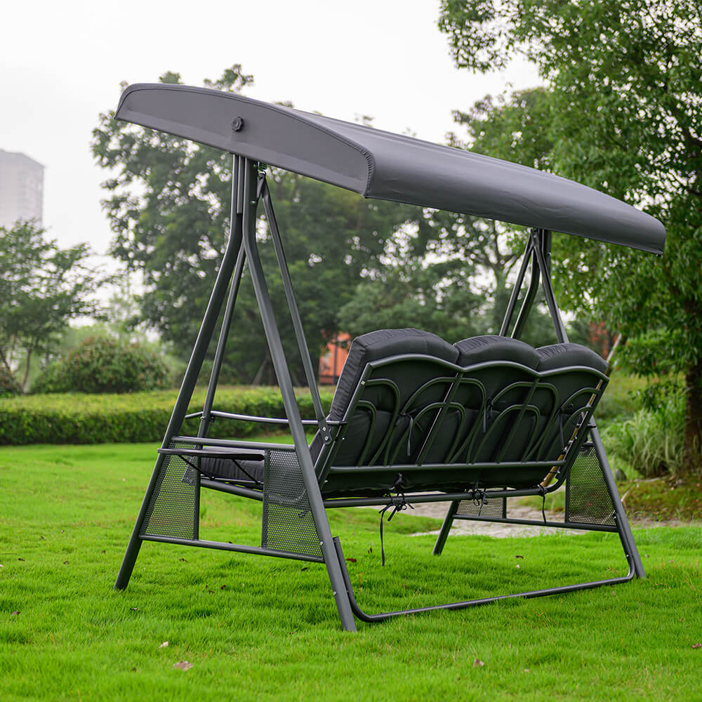 Hollywoodschaukel 3-Sitzer DESCANSO - 115 x 198 cm Grau