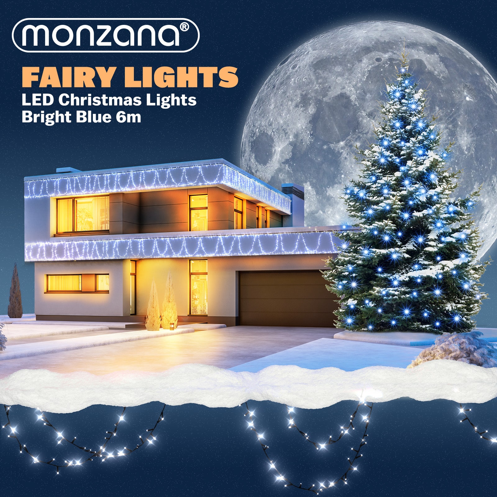 Lichterkette Weihnachten Blau 6m Timer