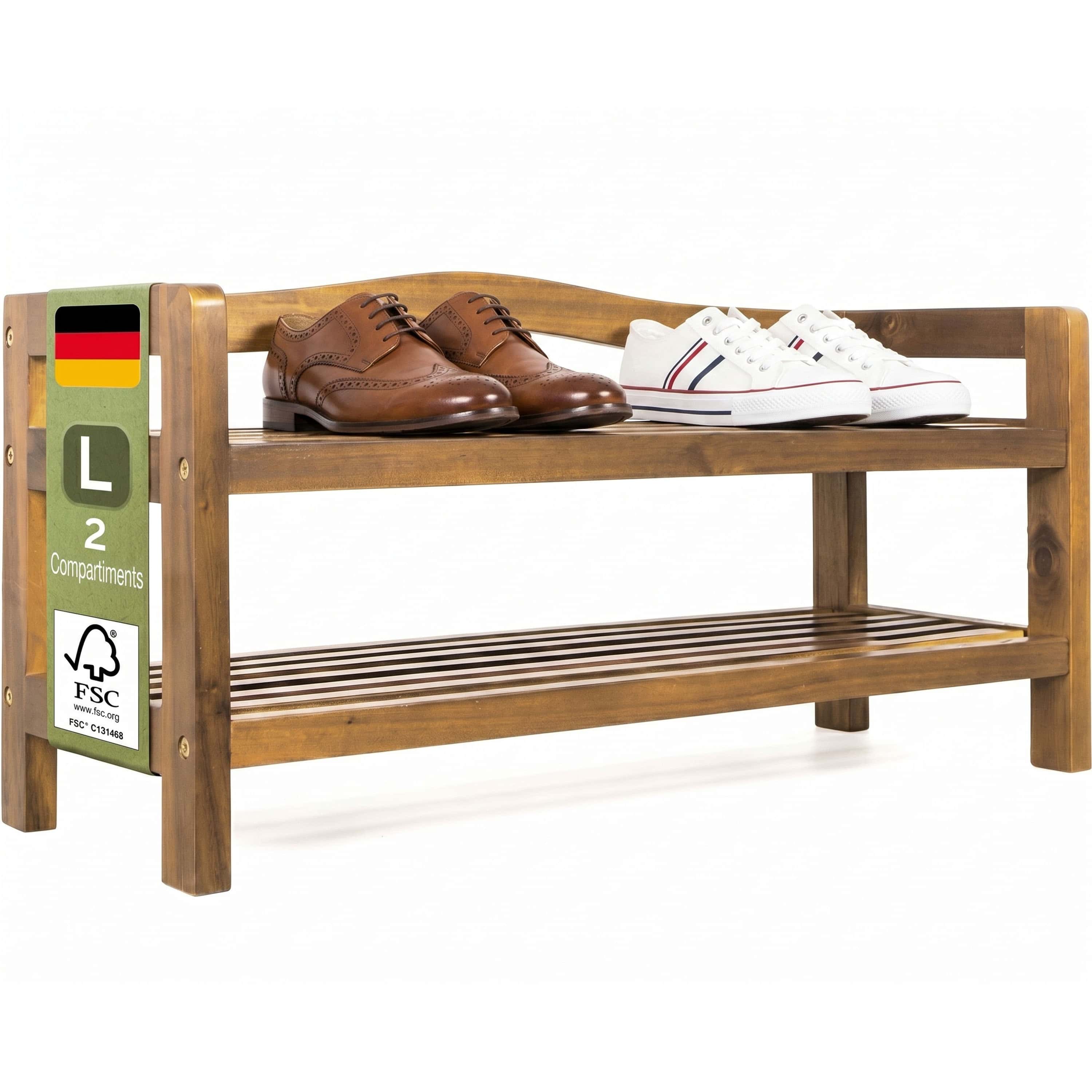 Schuhregal Akazienholz 2 Etagen