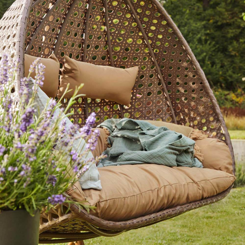 Polyrattan Hängesessel TWIN - Braun für 2 Personen