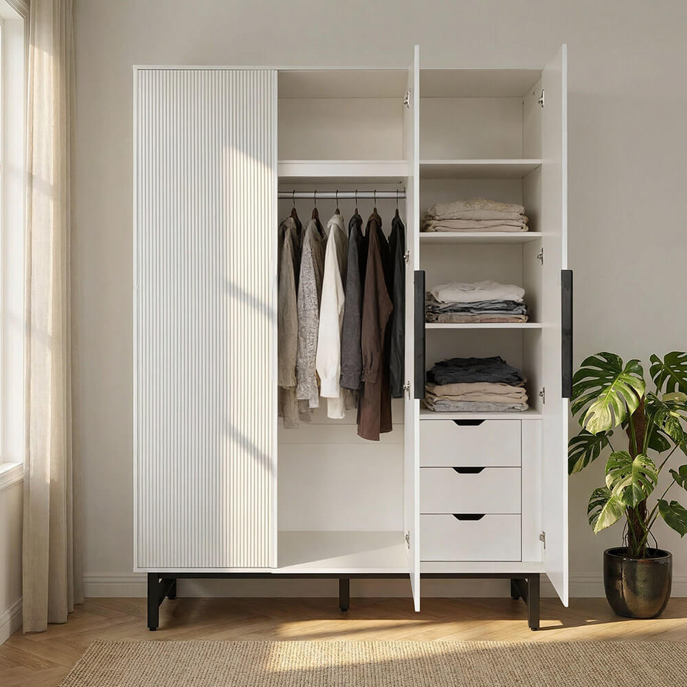 Kleiderschrank NYLA Weiß - 150 x 200 cm