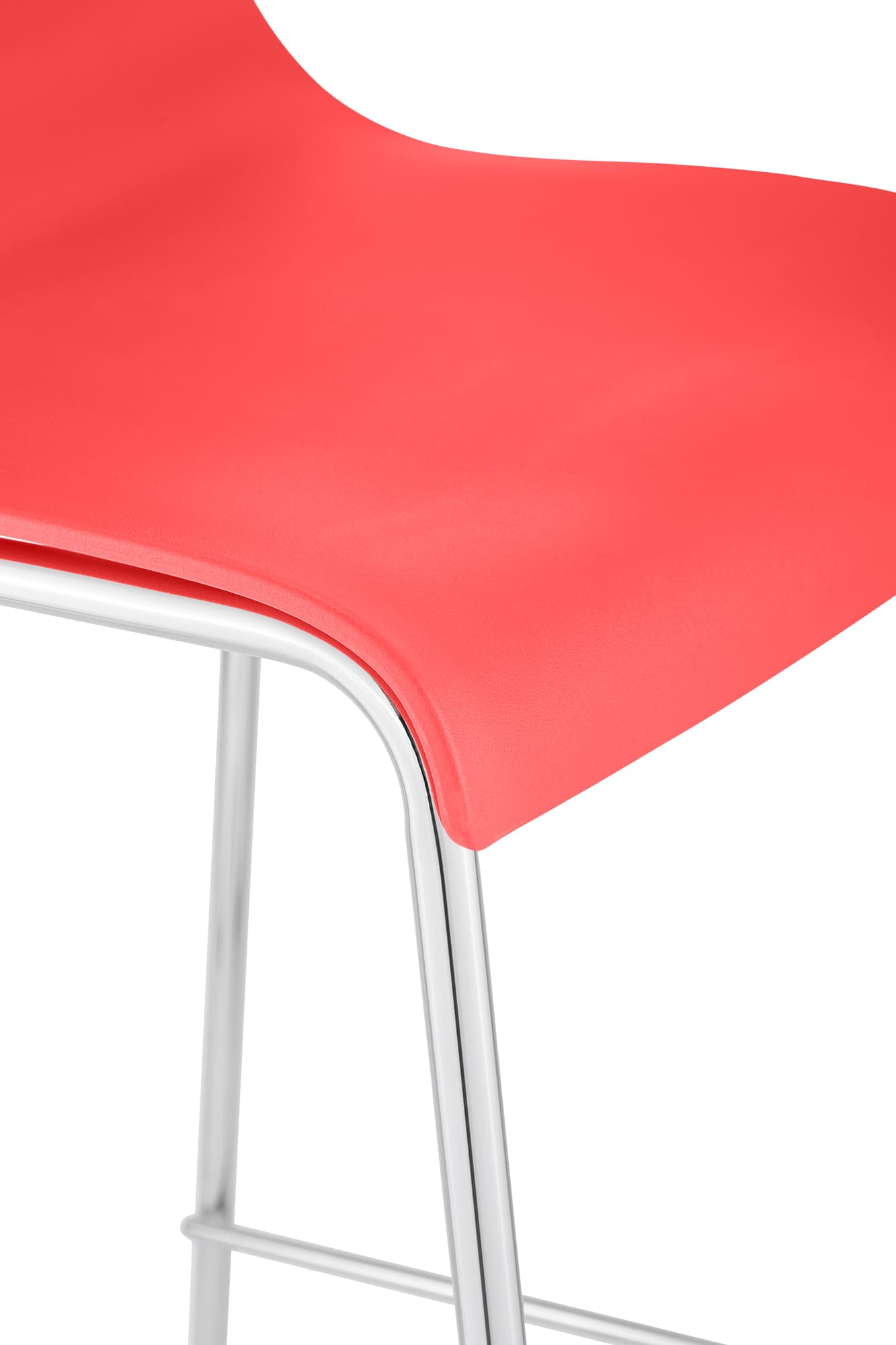 Barhocker Hoover Chrom 4-Fuß Gestell, rot