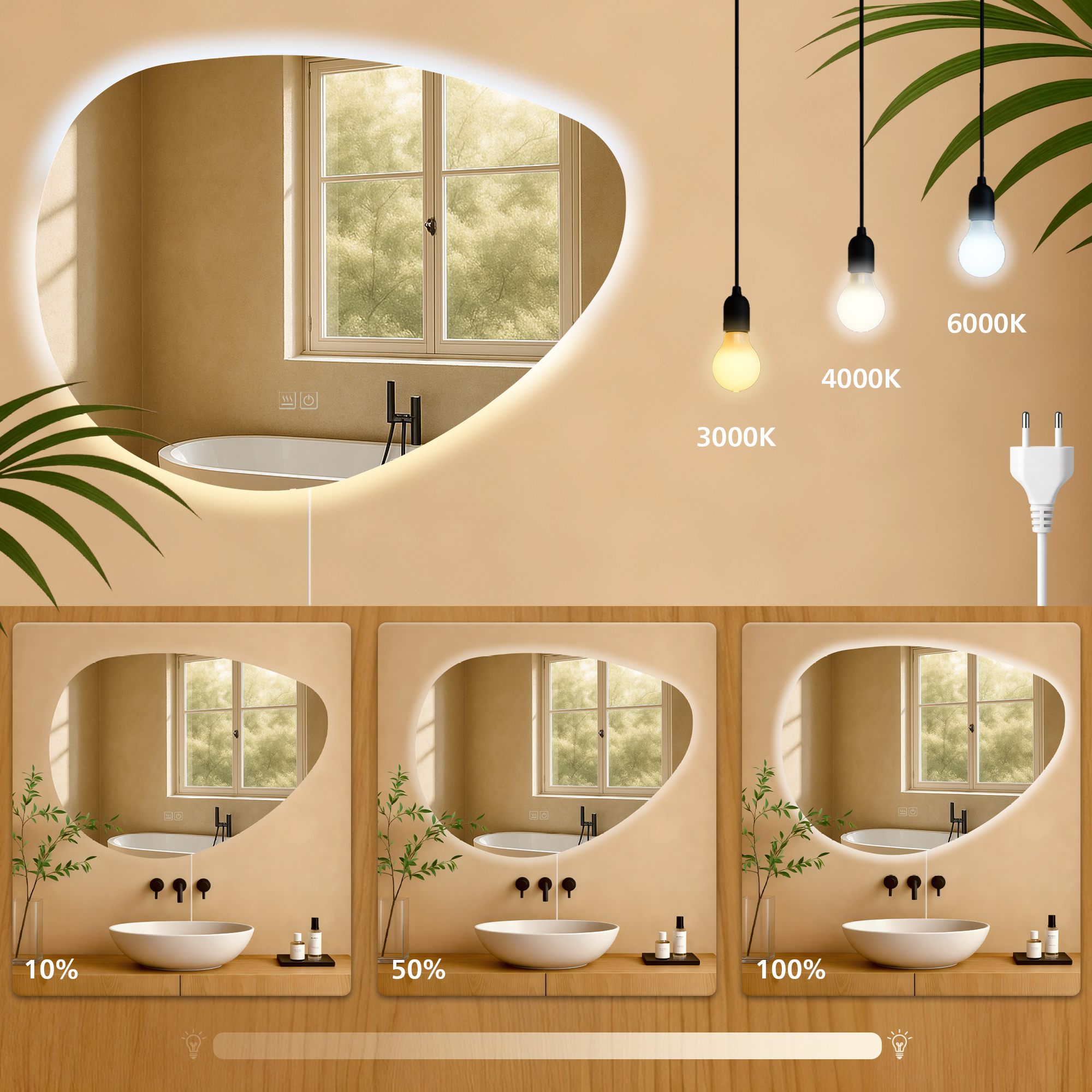 Badspiegel Almafie 65x75 ohne Bluetooth, klarglas