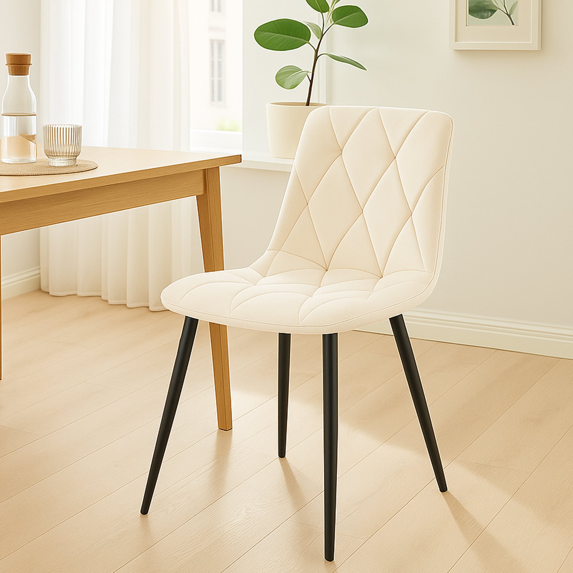 Esszimmerstuhl Clairton Samt, creme