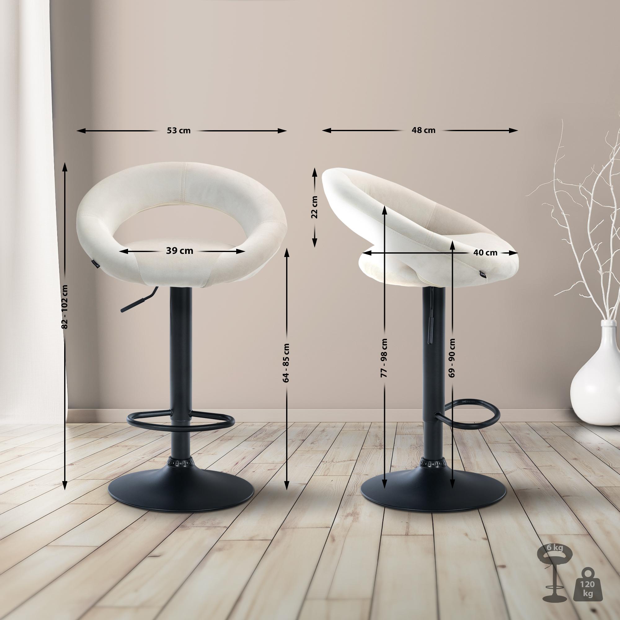 Barhocker Olinda Samt schwarz, creme