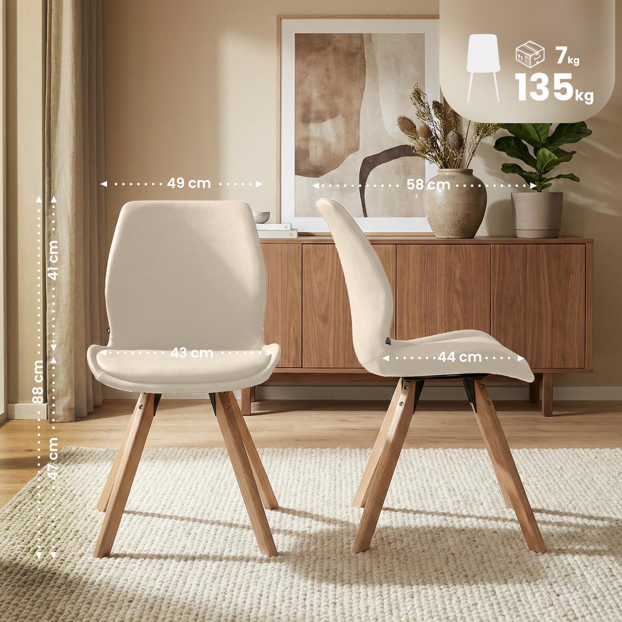 2er Set Stuhl Luna Kunstleder, creme