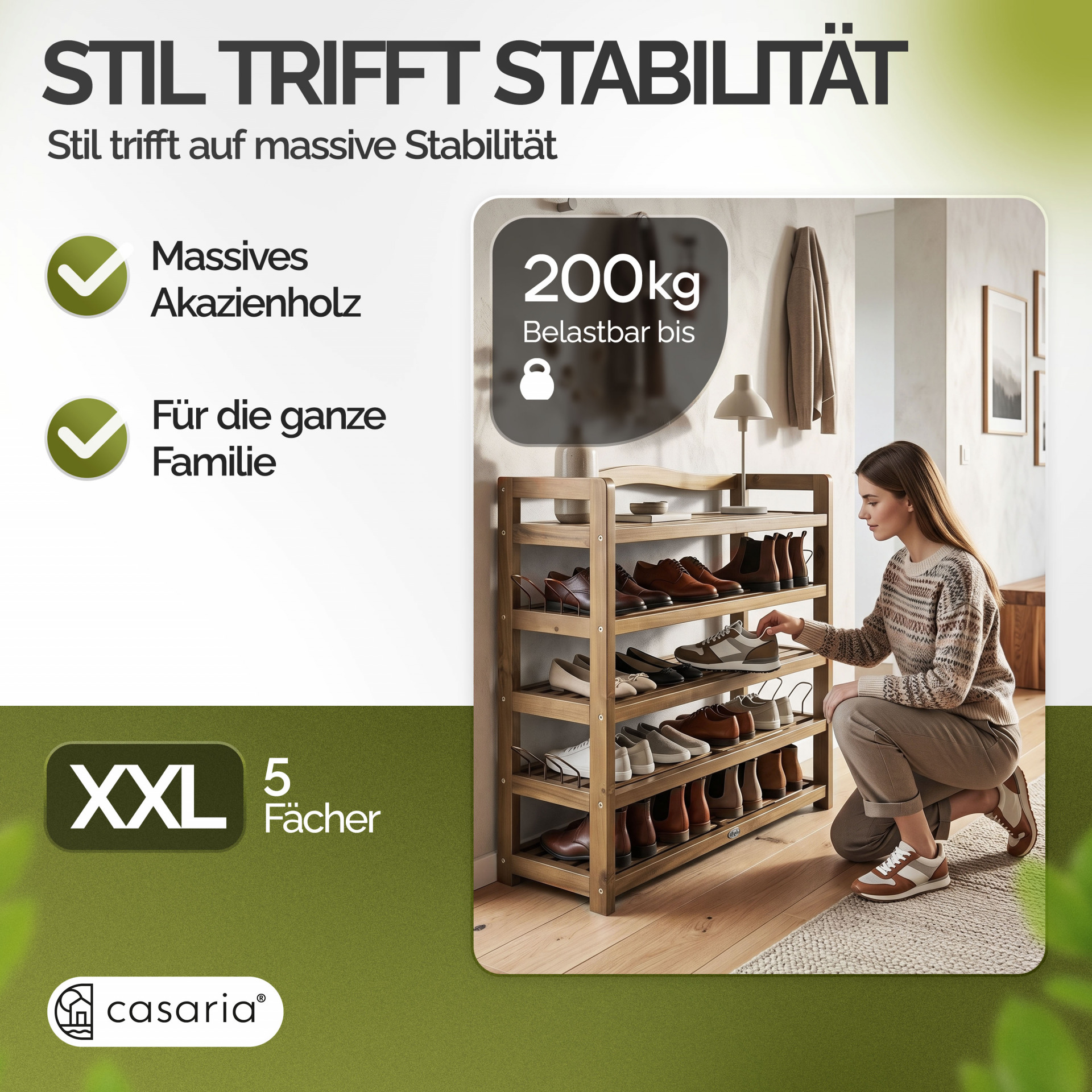 Schuhregal Akazienholz 95x26x82cm