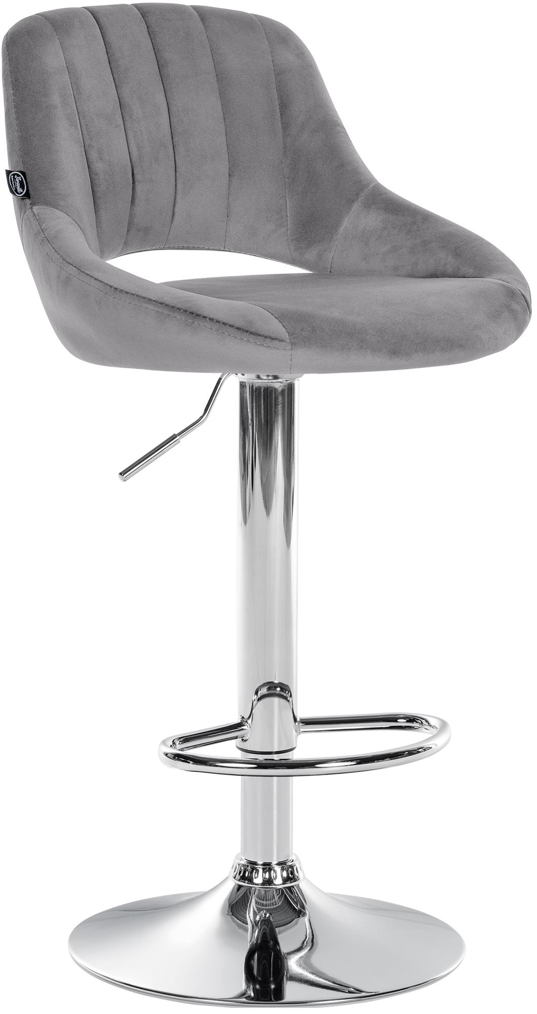Barhocker Milet Samt chrom, dunkelgrau