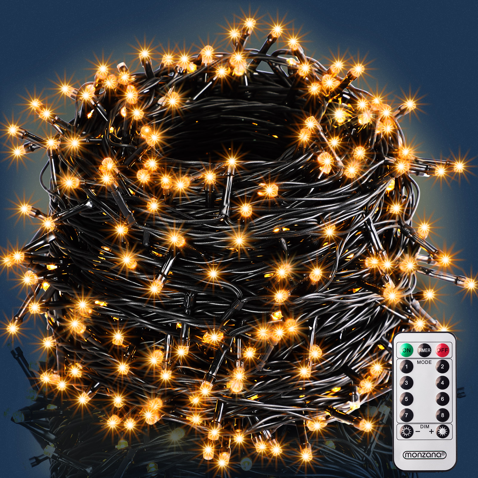 Lichterkette Warmweiß 10,5m Timer