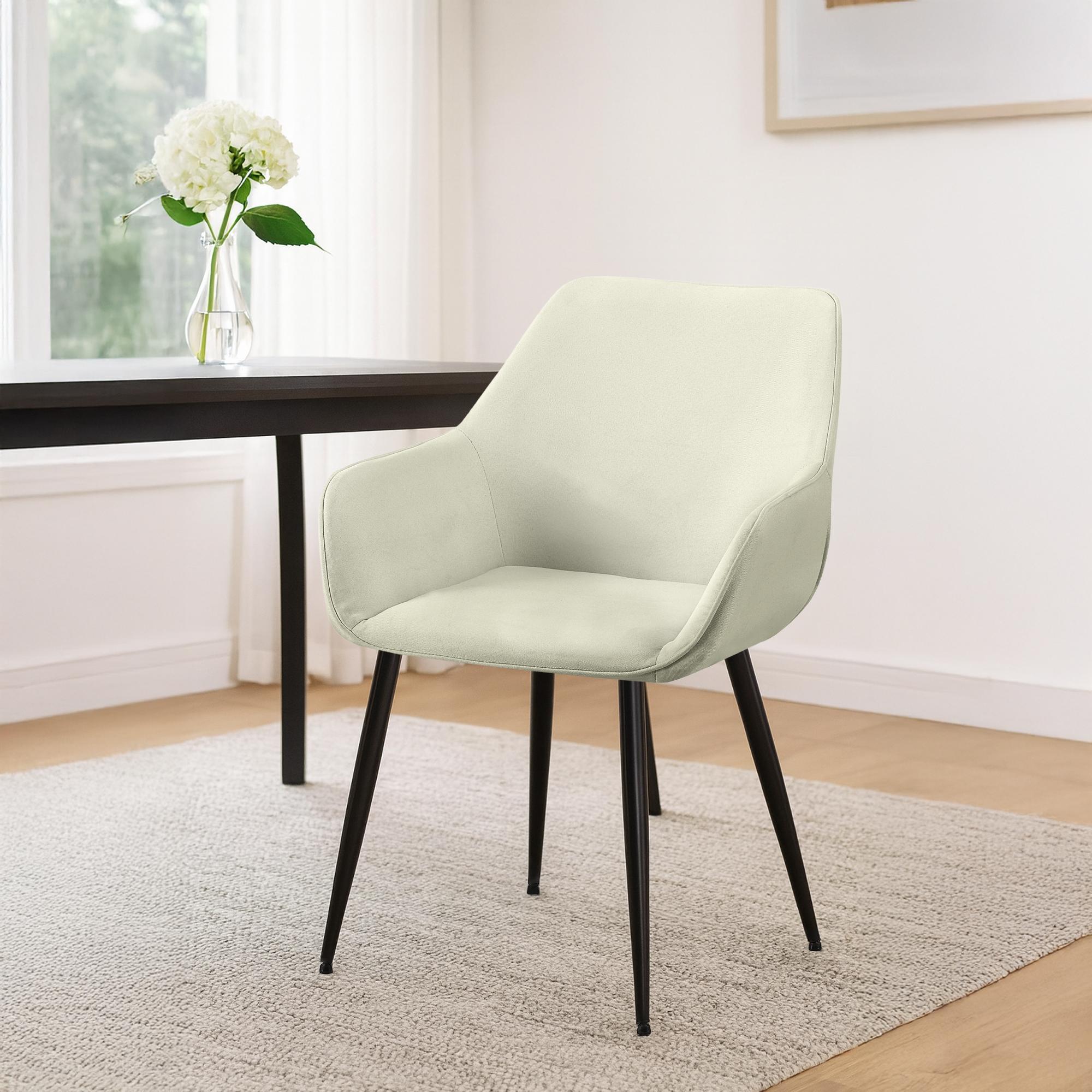 2er Set Esszimmerstuhl Vessa Stoff, creme