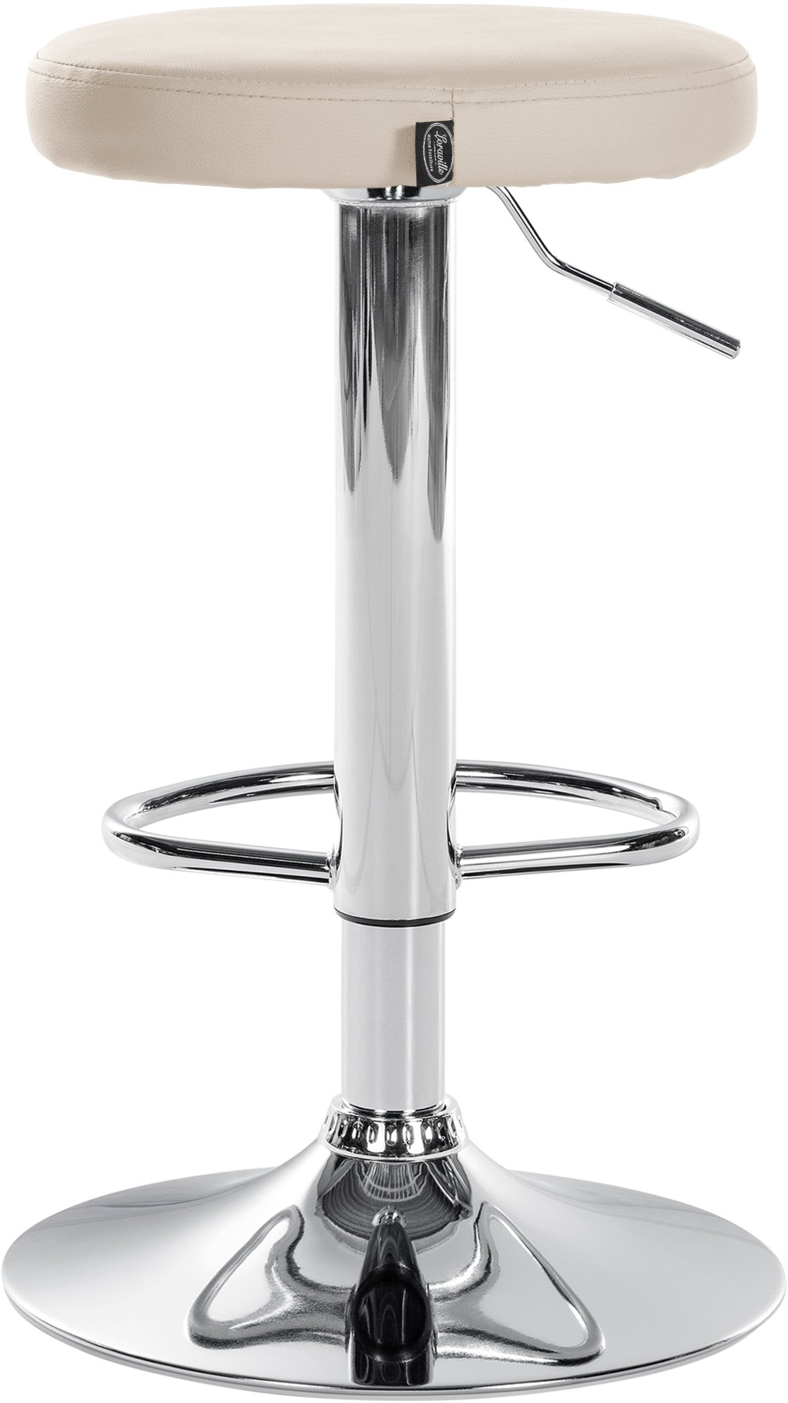 2er Set Barhocker Ponte Kunstleder chrom, creme