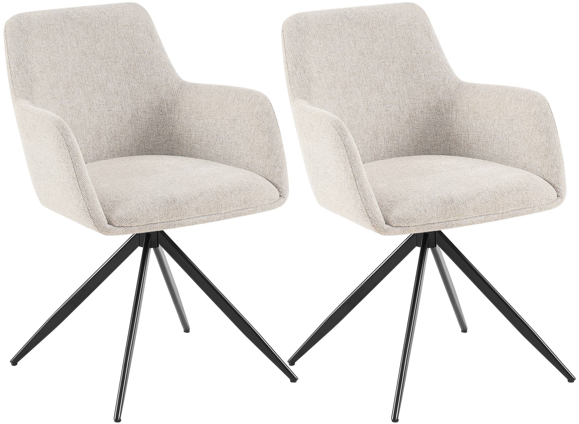 2er Set Esszimmerstuhl Olema Stoff, creme
