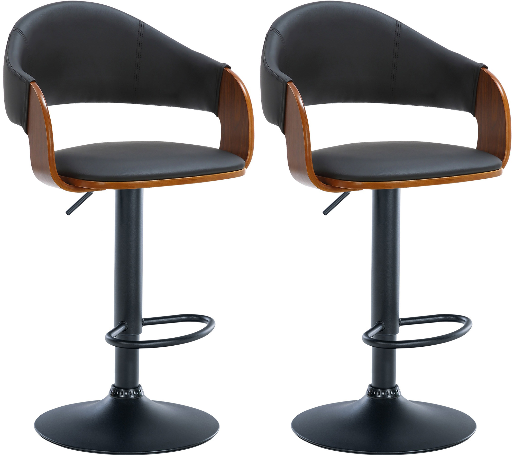 2er Set Barhocker Nilse Kunstleder schwarz, walnuss/schwarz