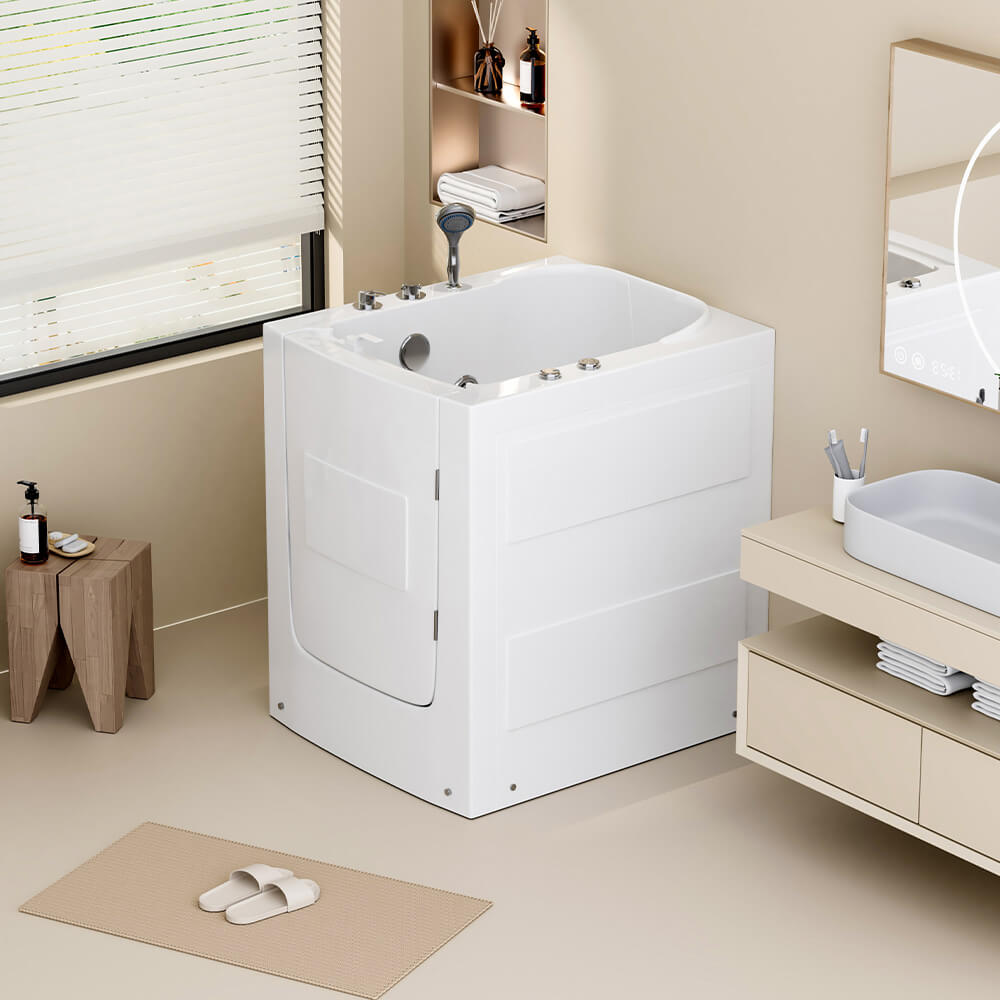 Seniorenbadewanne sitzend mit Whirlpoolfunktion VITAL L - 85 x 95 cm Rechts