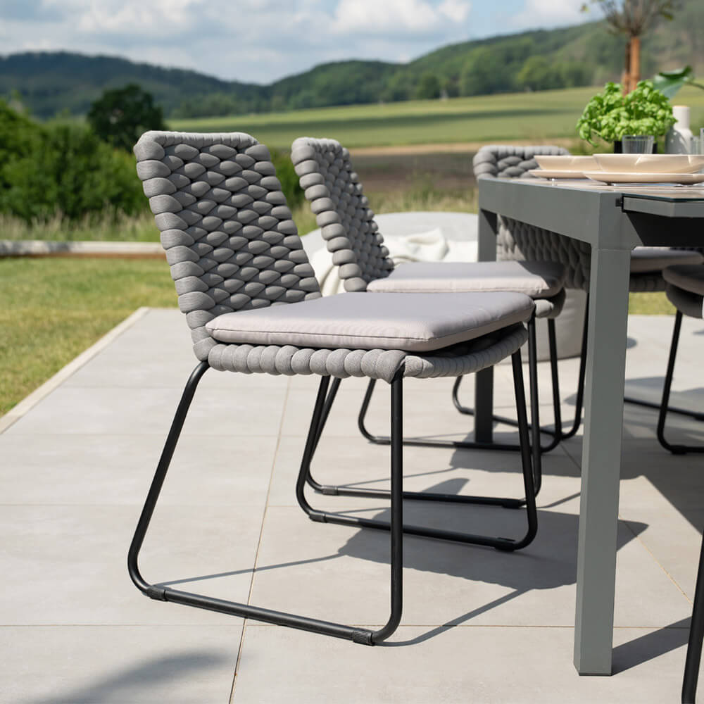Gartenstuhl aus Seilgeflecht BALERO Hellgrau - 5er Set