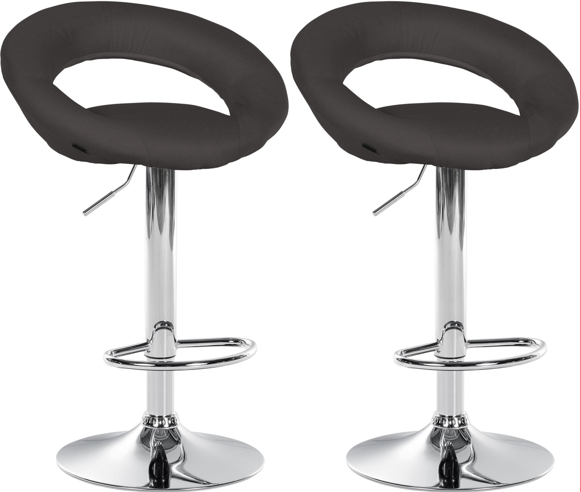 2er Set Barhocker Olinda Stoff Chrom, dunkelgrau
