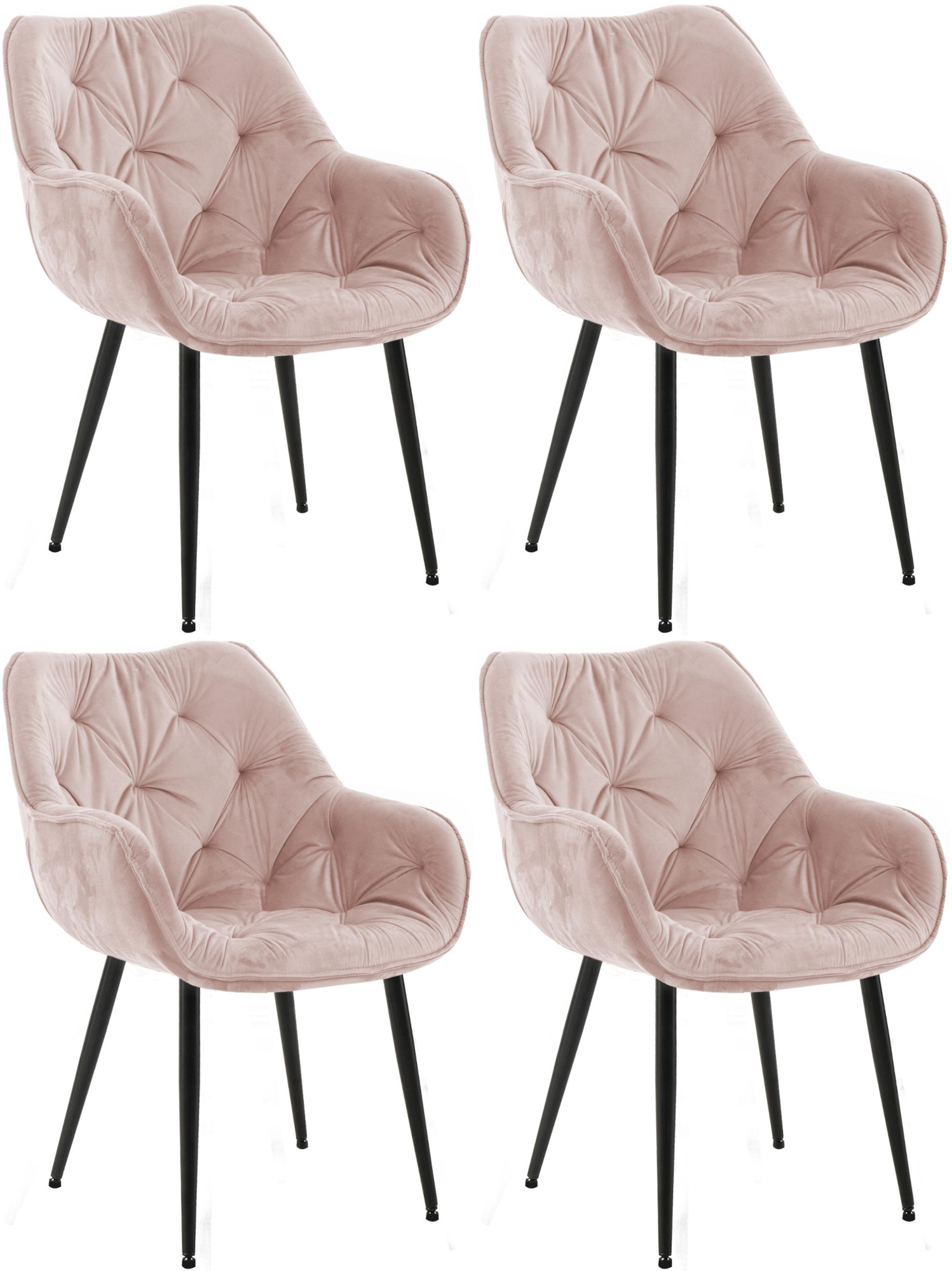 4er Set Stuhl Tanna Samt, pink