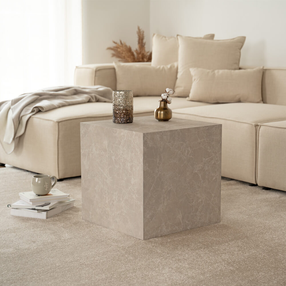 Couchtisch Marmor AMIRI M - 50 x 50 cm Beige