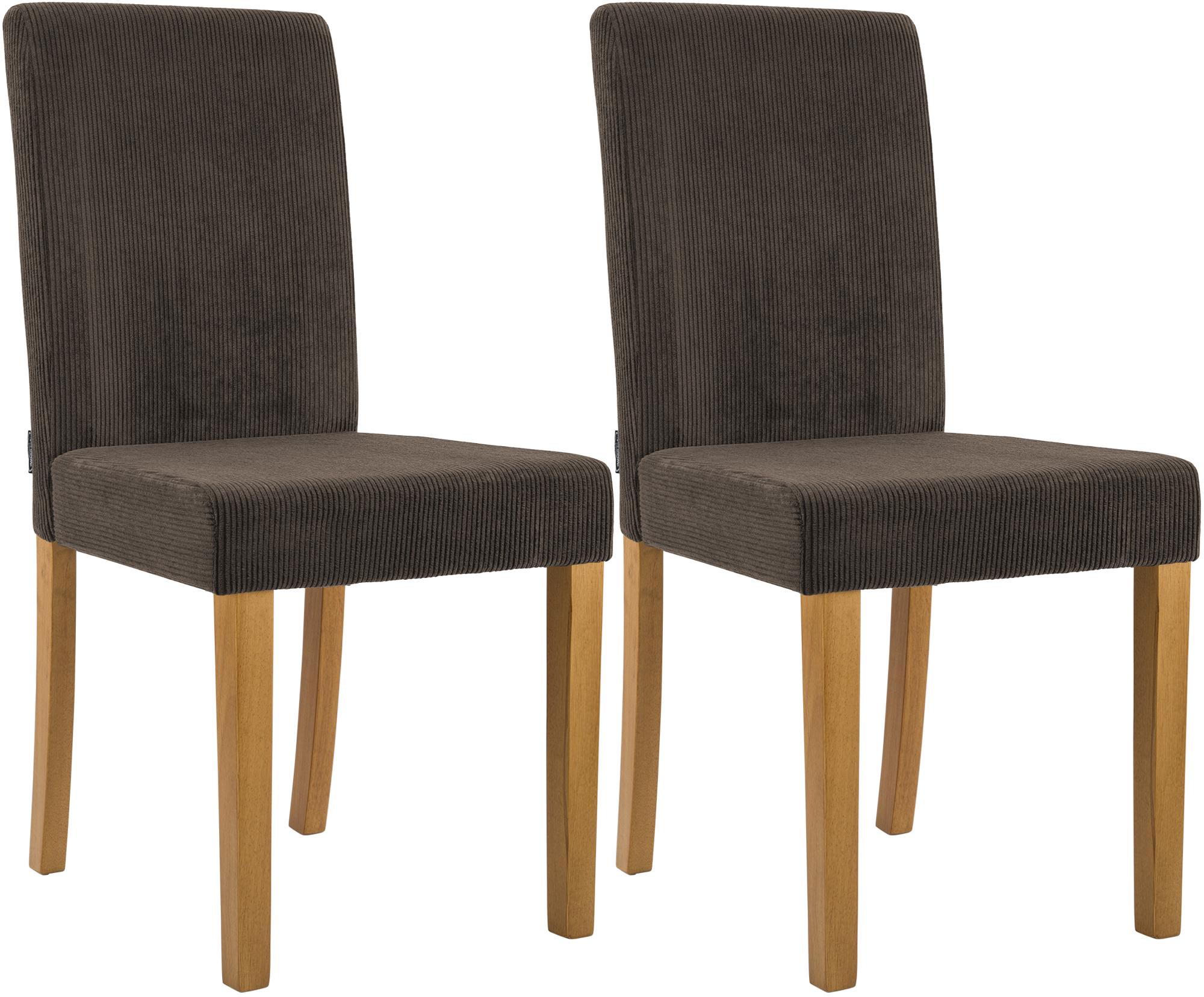 2er Set Esszimmerstuhl Ina Cord antik hell, braun