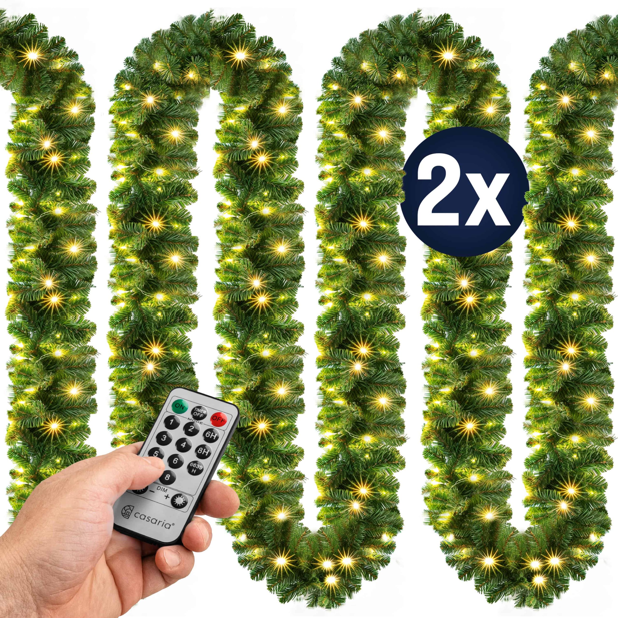Weihnachtsgirlande 5m 2er-Set inkl Fernbedienung