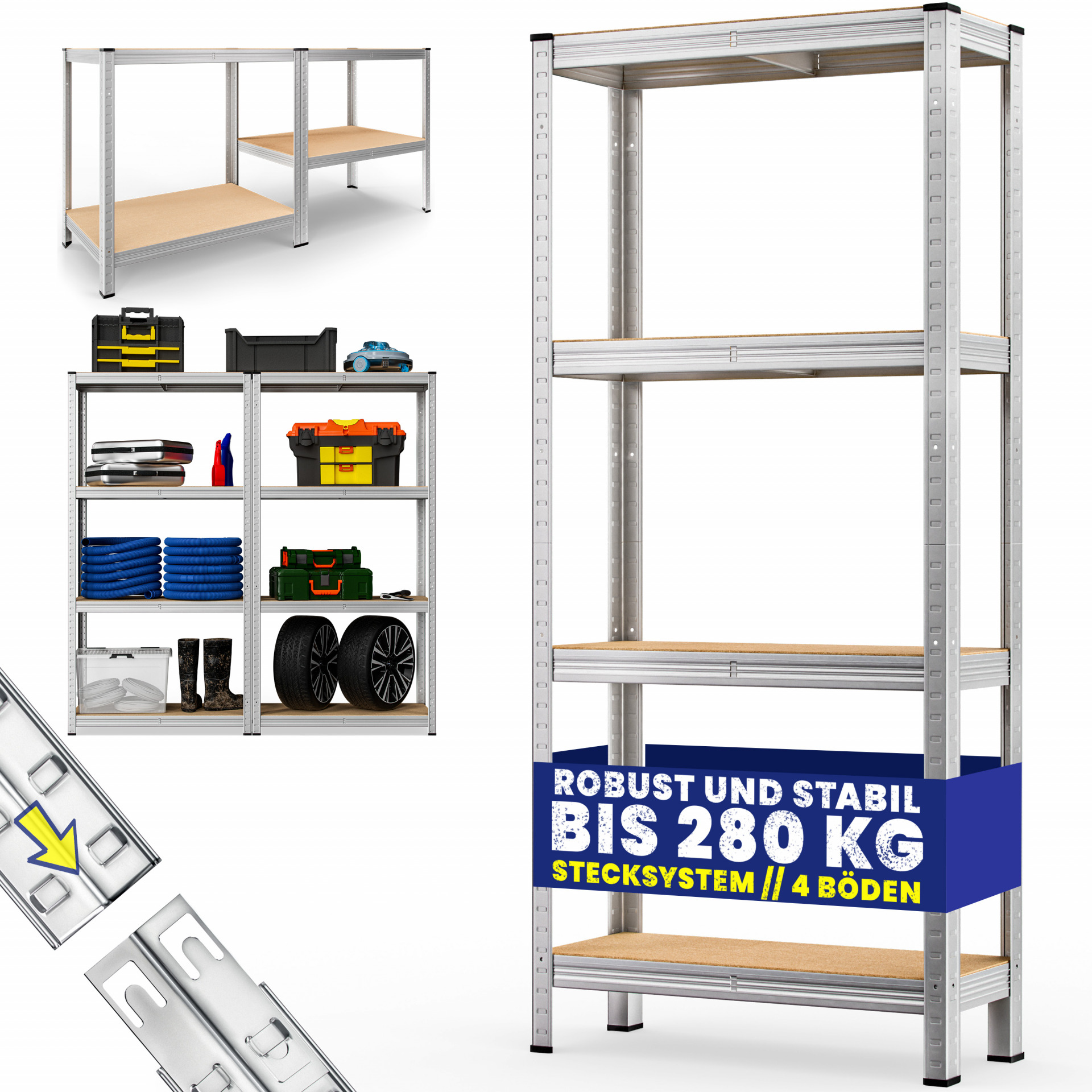 Schwerlastregal 170x75x30cm verzinkt 280kg