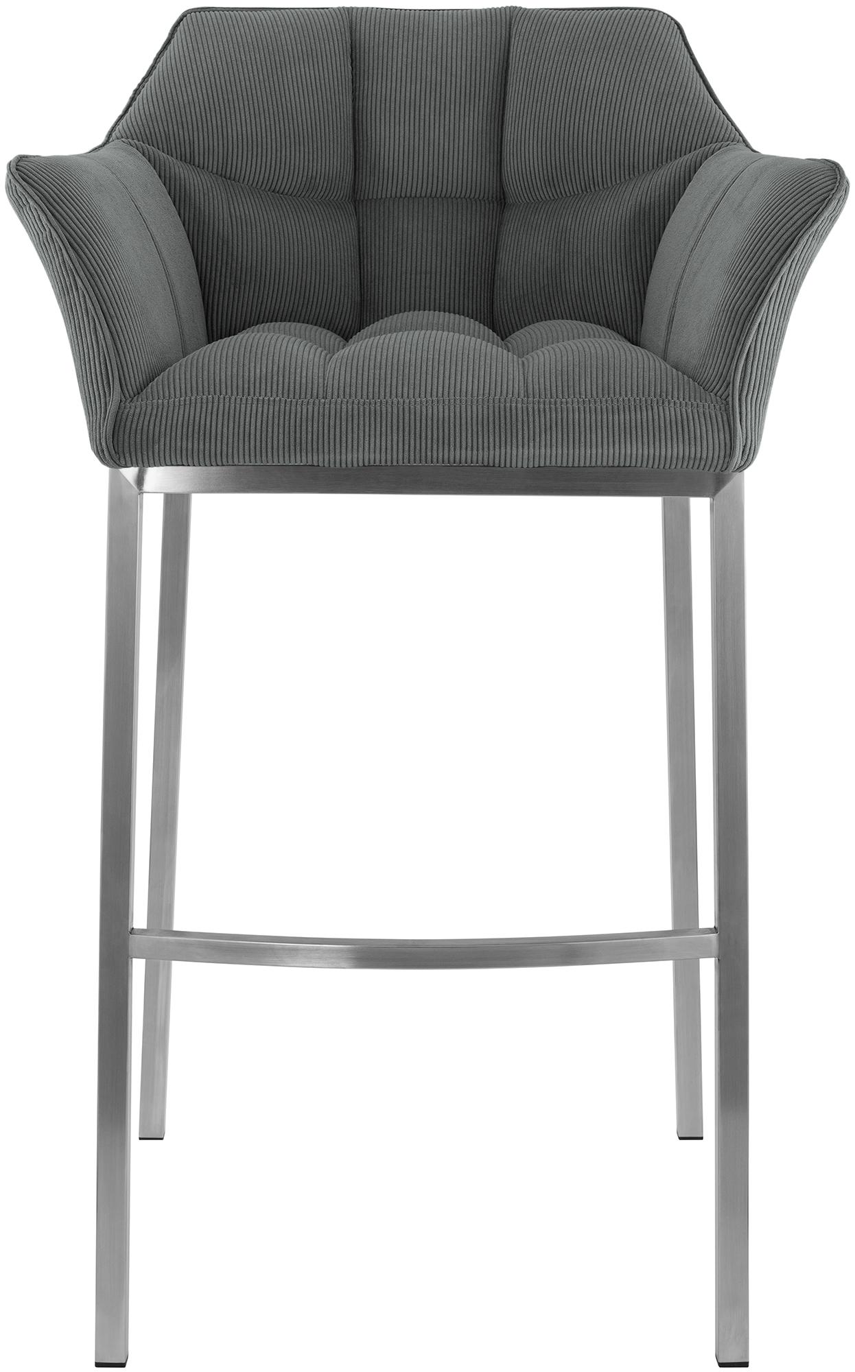 Barhocker Damaso E Cord mit 4-Fuß Gestell, grau