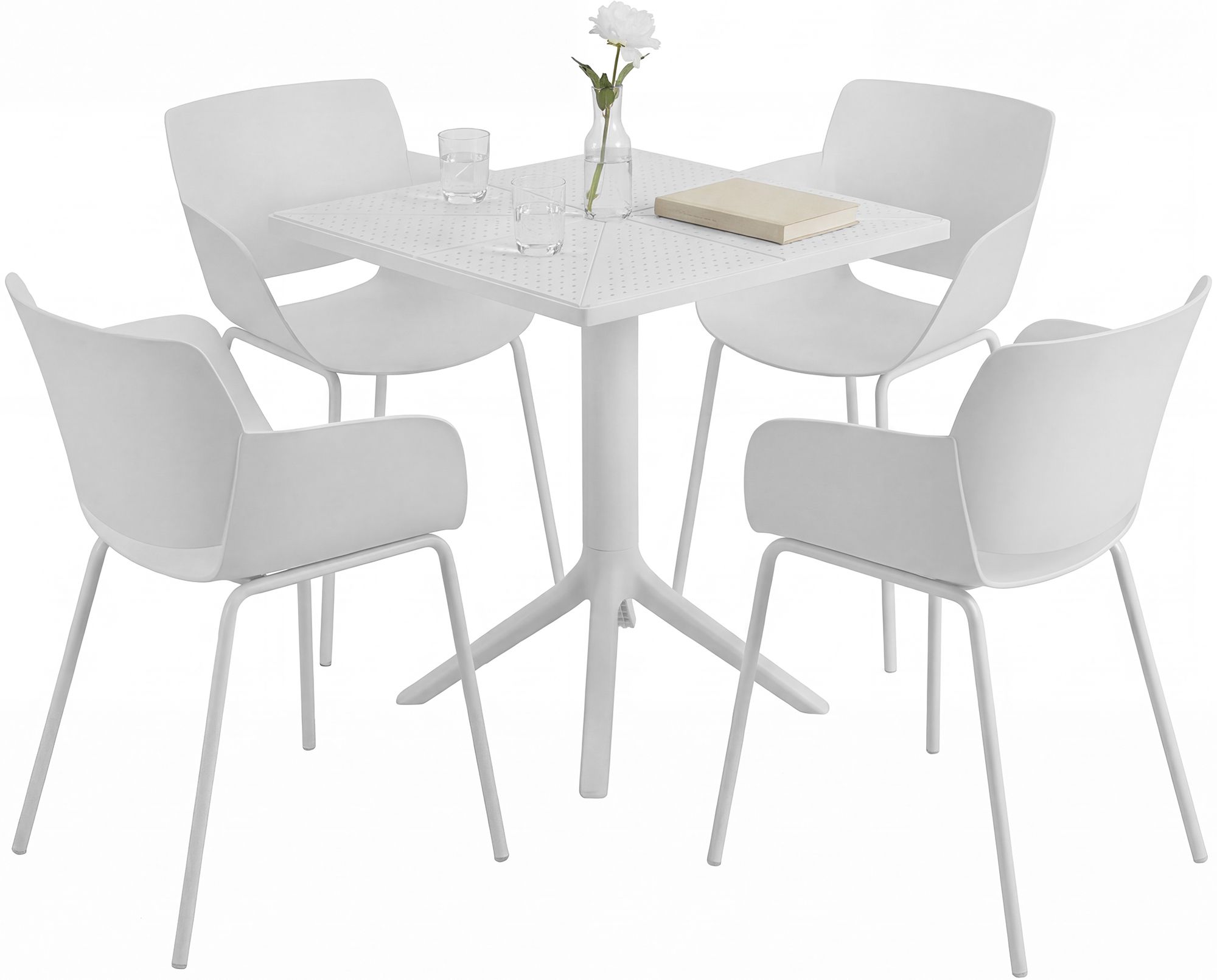 Gartenmöbel-Set Norva mit 4 Stühlen, weiß