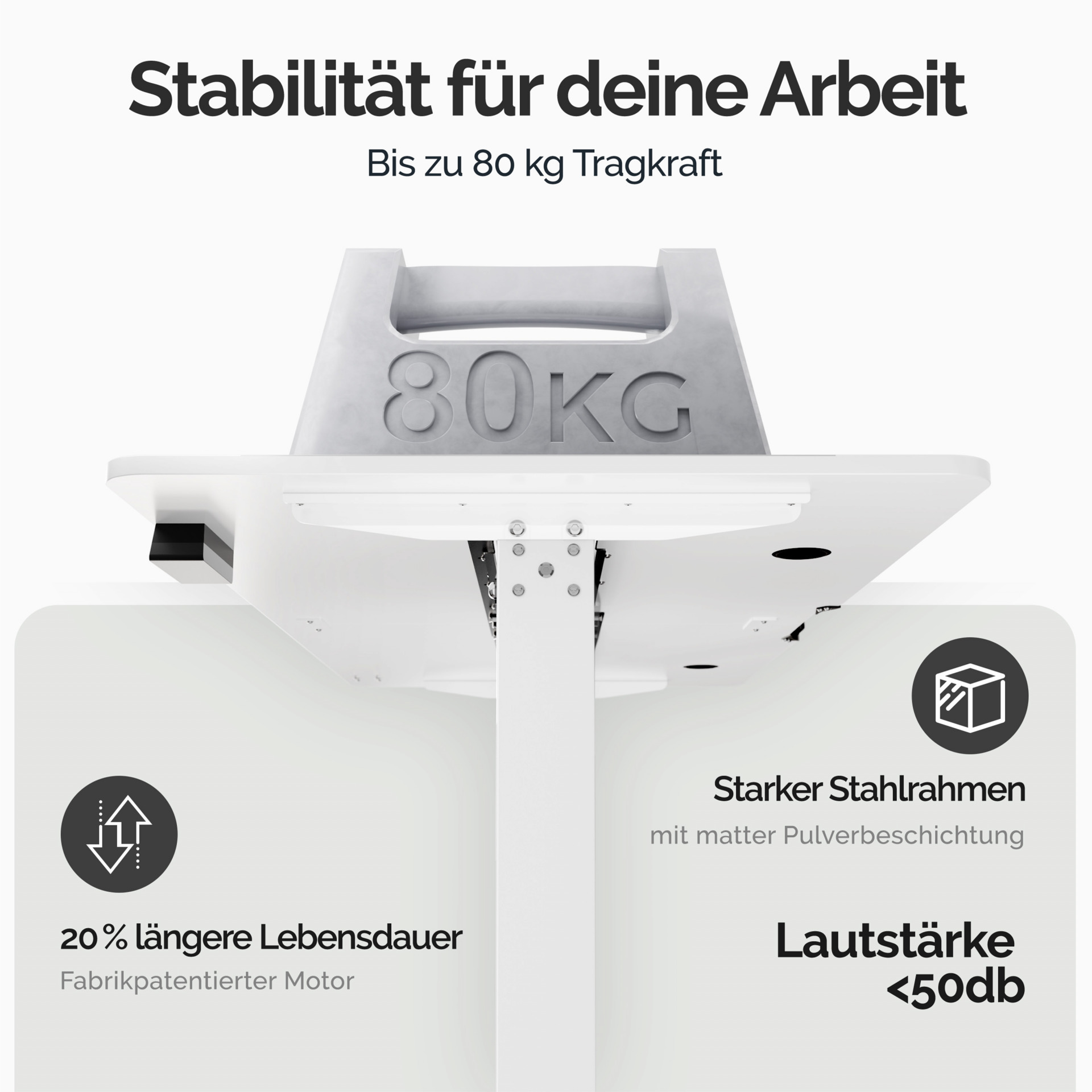 Höhenverstellbarer Schreibtisch Weiß 110x60x73-118cm