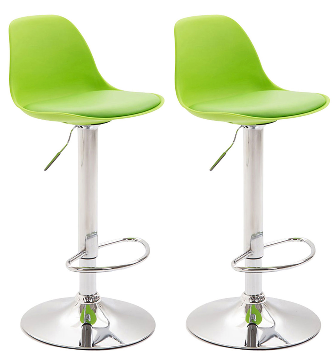 2er Set Barhocker Kiel Kunststoff chrom, grün