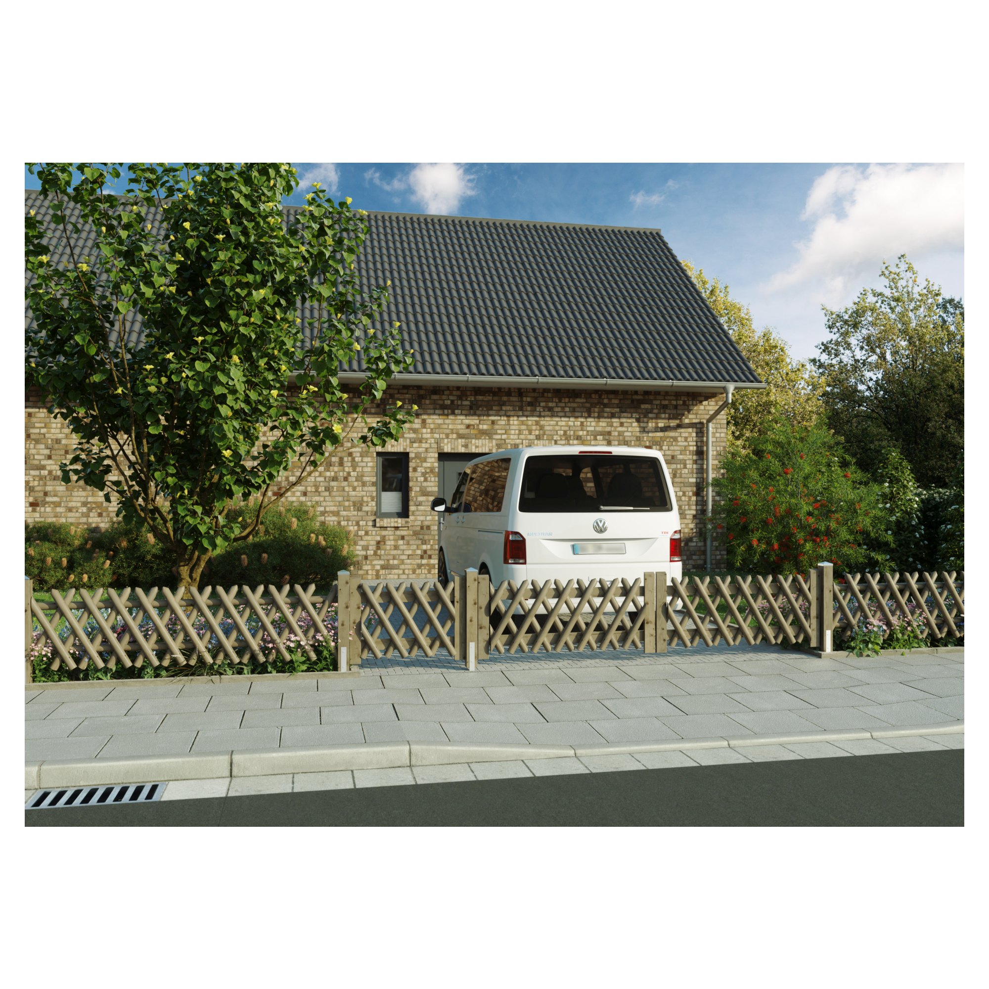 Jägerzaun 250 x 80 cm, Latten 55 mm, kdi braun, ohne Querriegel