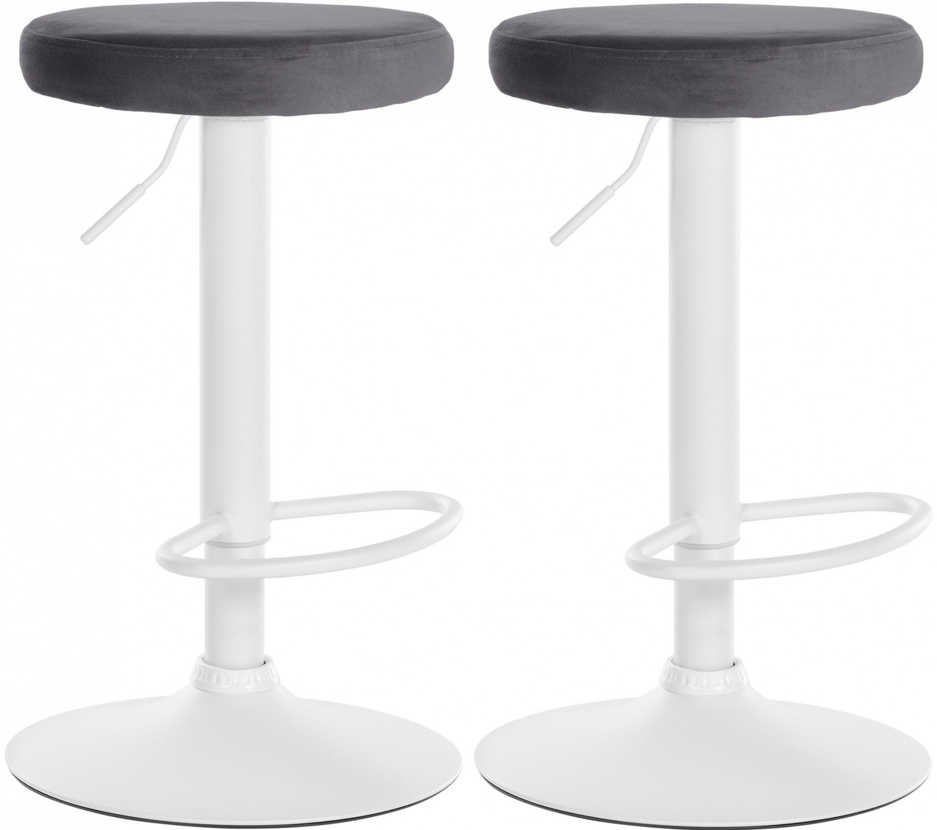 2er Set Barhocker Ponte Samt weiß, dunkelgrau
