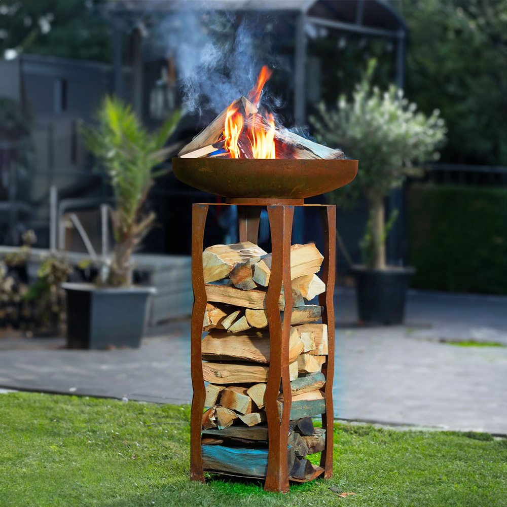Feuerschale und Holzlager FRANK - Made in Germany