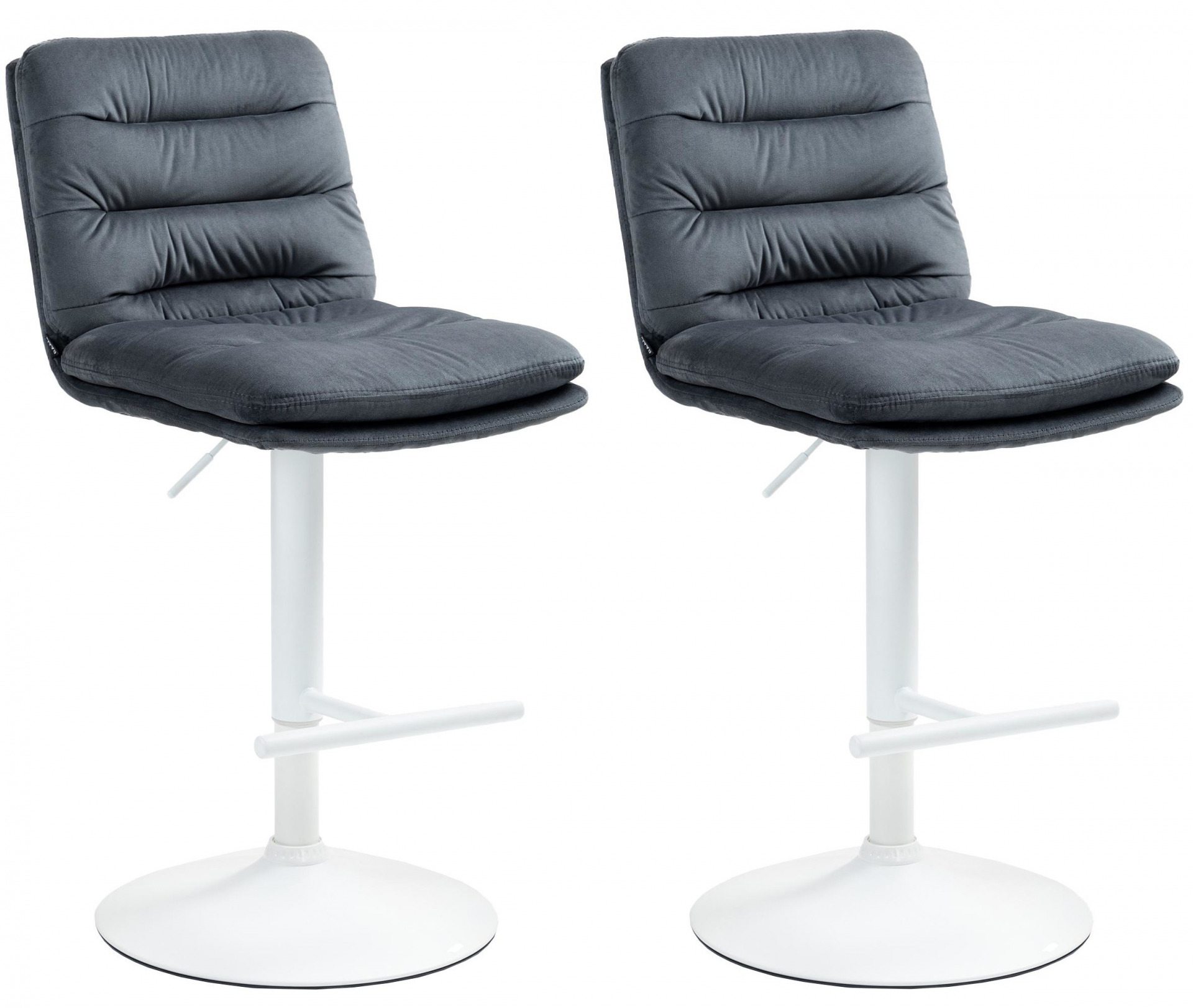 2er Set Barhocker Damar Samt weiß, dunkelgrau
