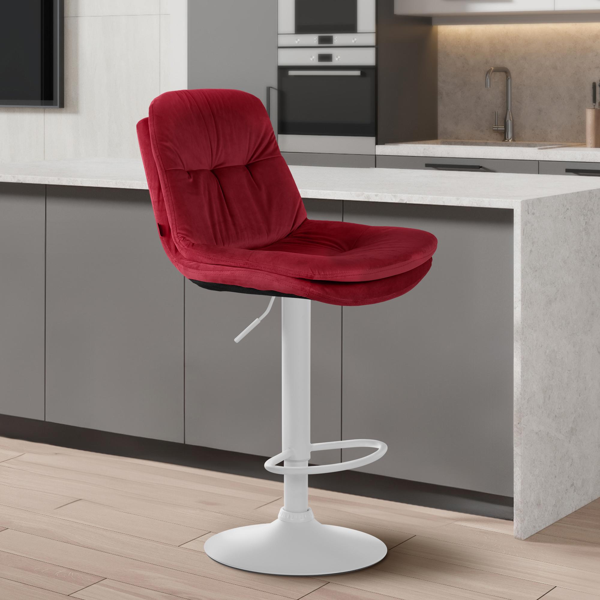 Barhocker Laurel Samt weiß, rot