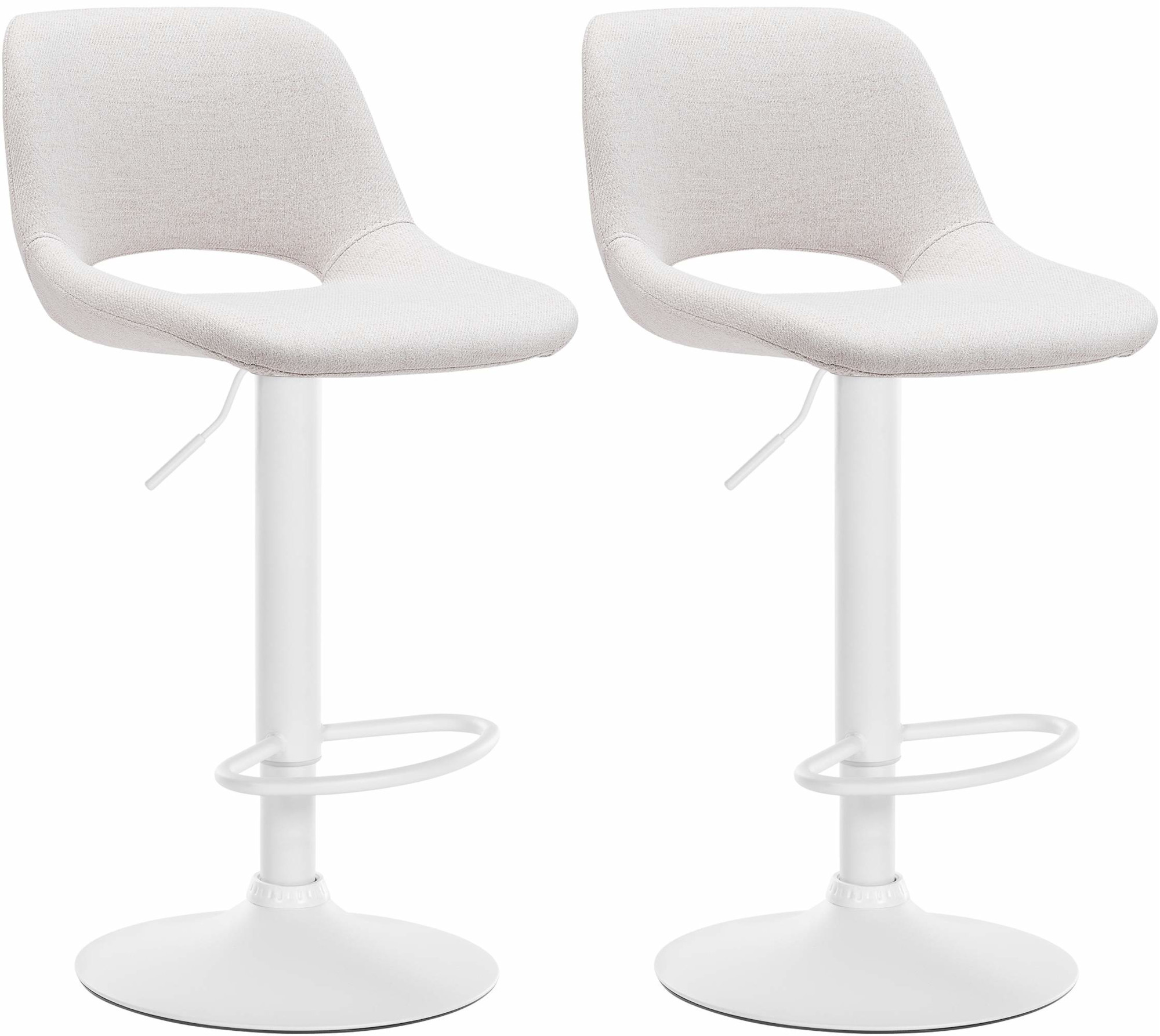 2er Set Barhocker Camden Stoff weiß, creme
