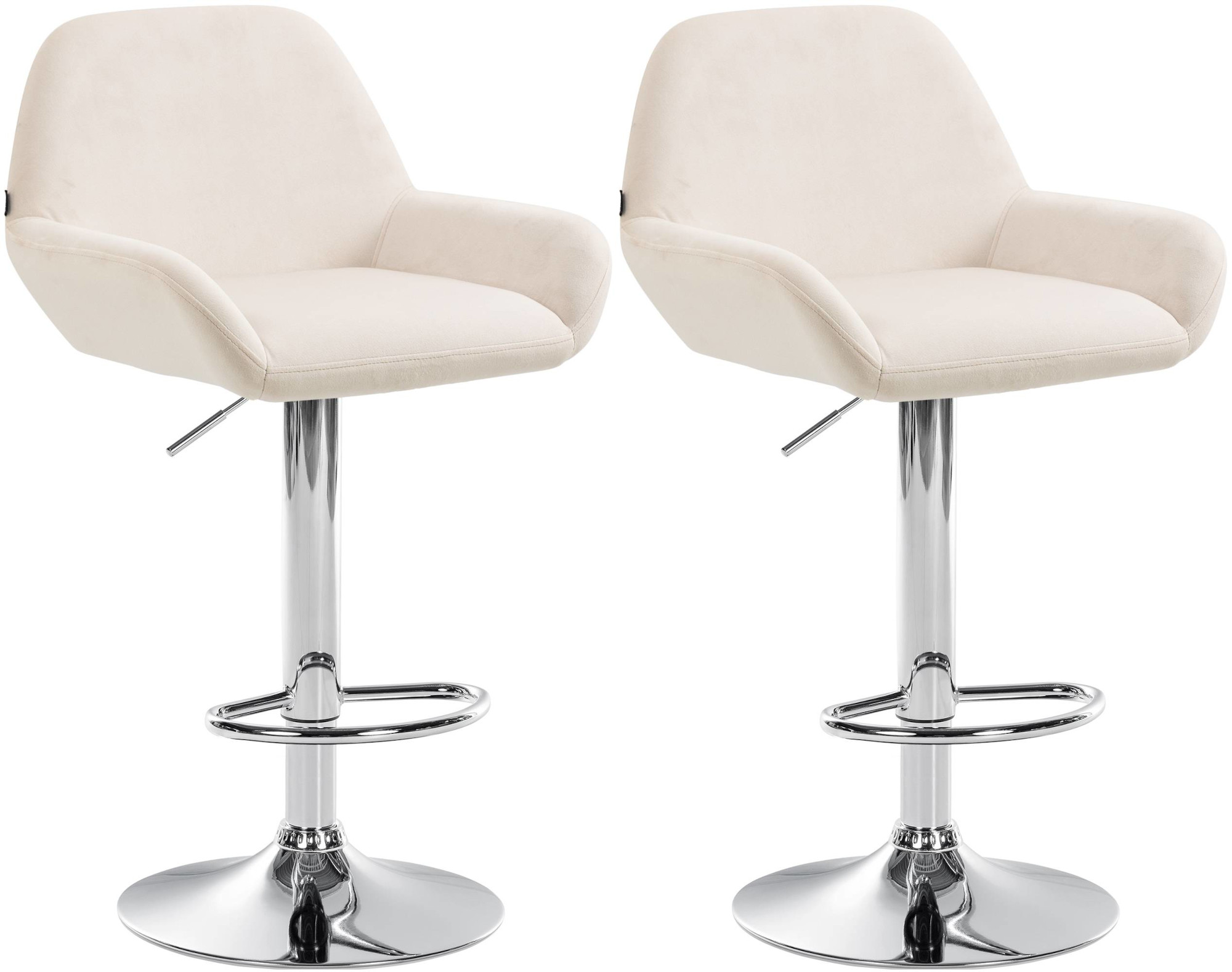 2er Set Barhocker Braga Samt chrom, creme